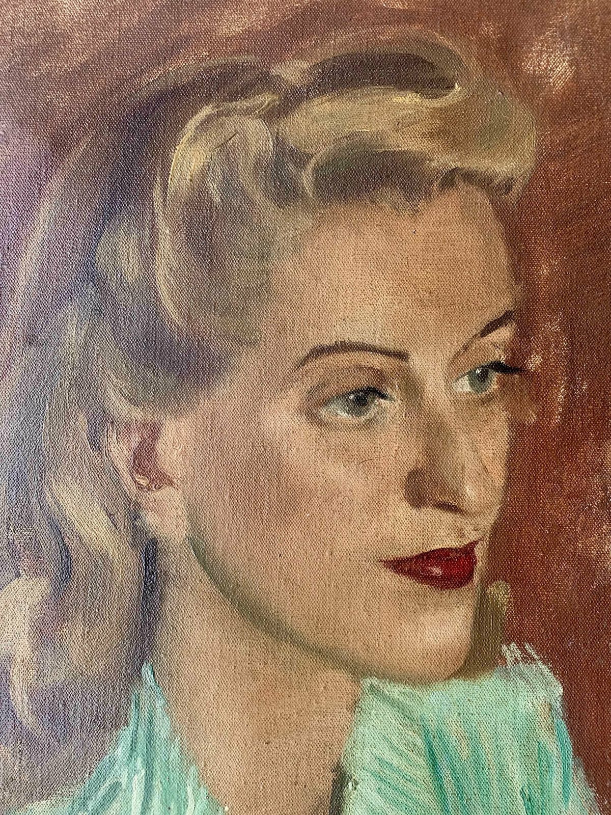 Mid Century Original Oil On Canvas   Portrait Of A Lady photo Art