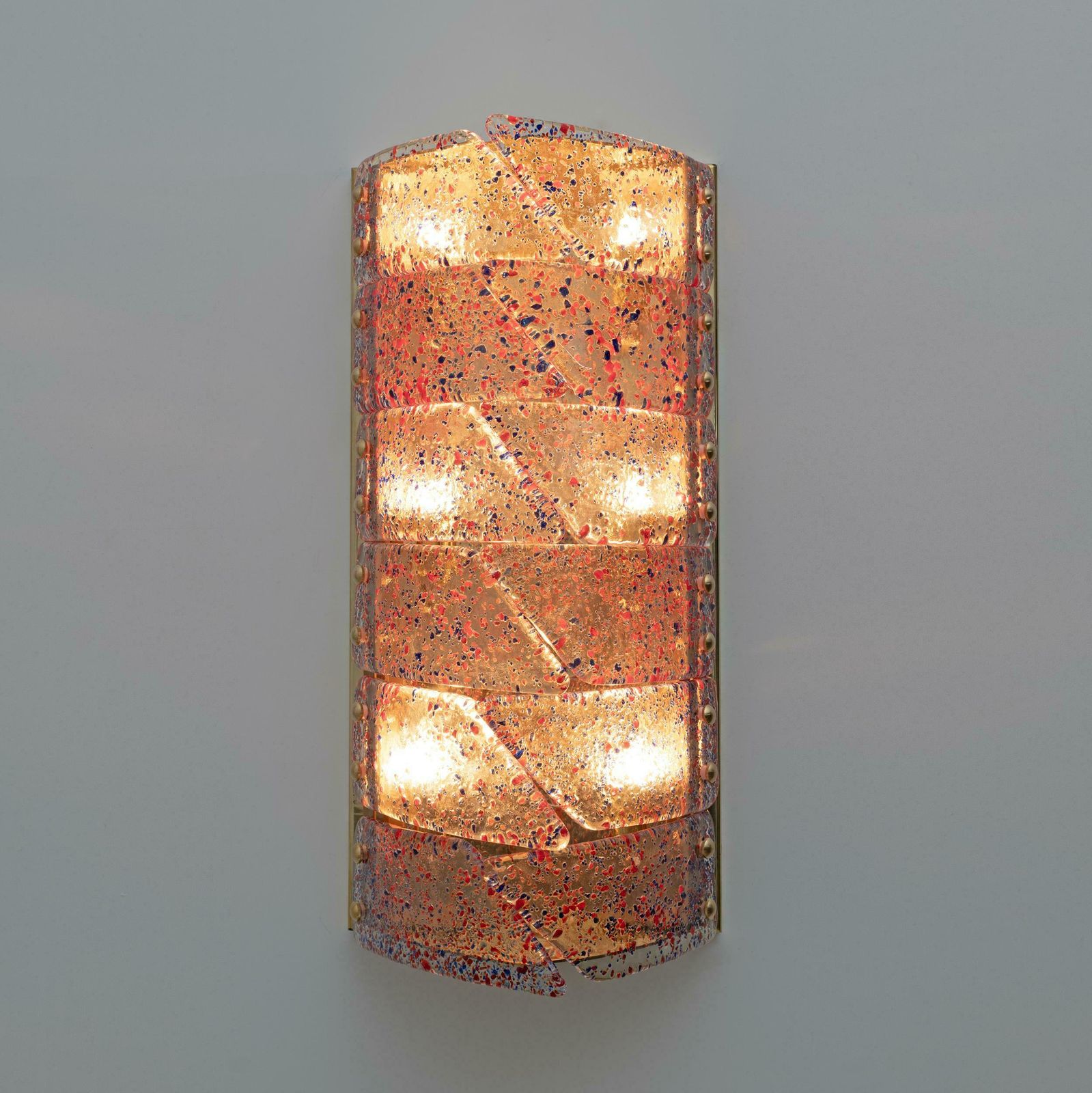 Pair Of Mid Century Modern Style Italian Murano Glass And Brass Sconces photo Lighting