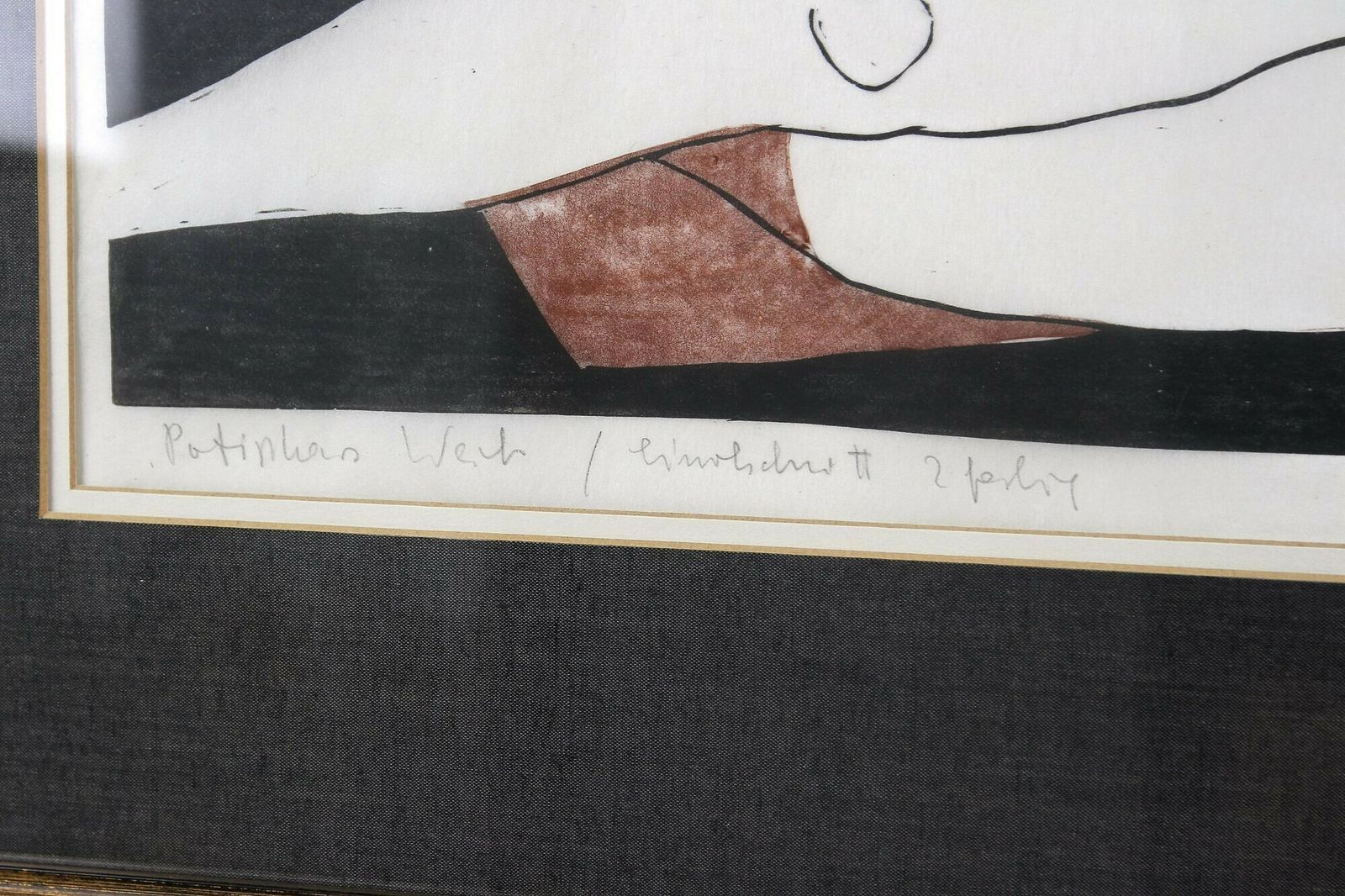 photo buy 20th Century Linocut Artwork "Patinkas Work"   Two Colour, Signed Peter K., 1970