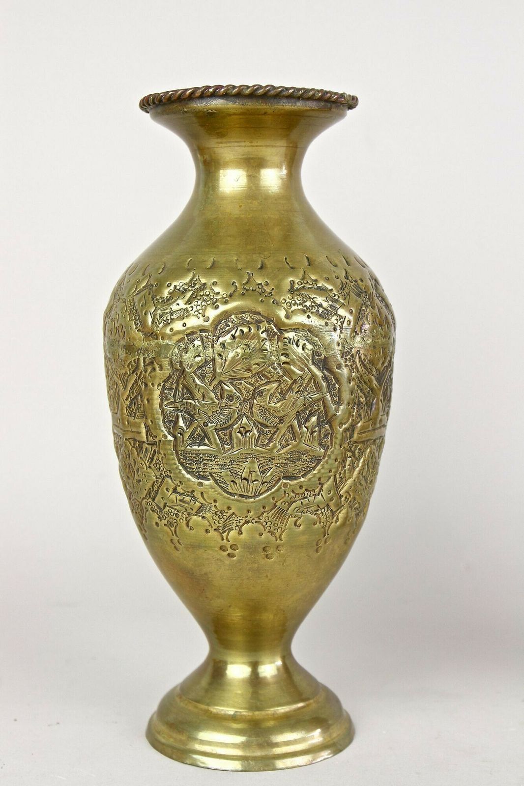 Pair Of 19th Century Biedermeier Chased Brass Vases, Austria Ca. 1860 photo Home Decor