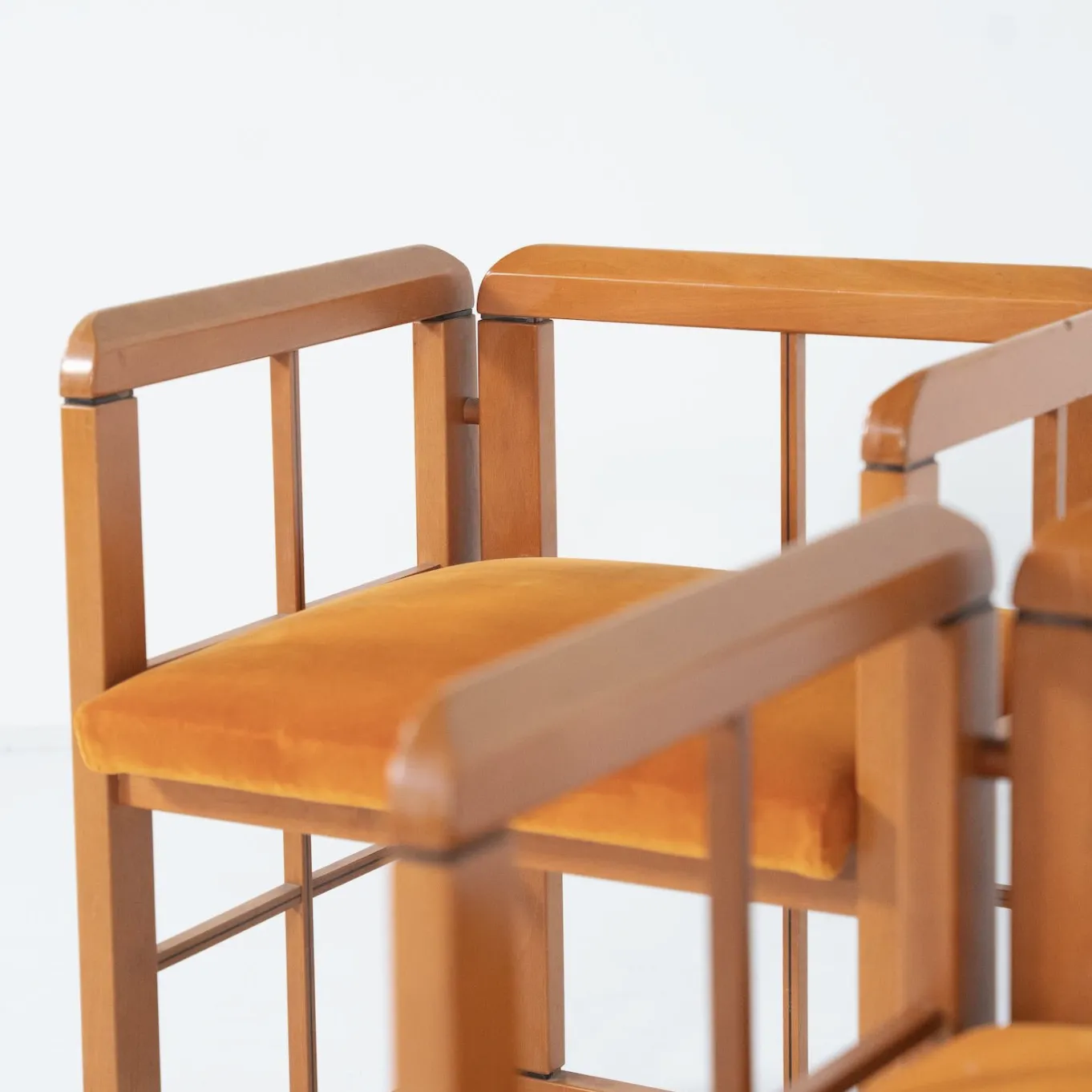Mid Century Modern Set Of 4 Armchairs By Franco Poldarreti Caccia Alla Volpe, Italy, 1980s photo vinterior
