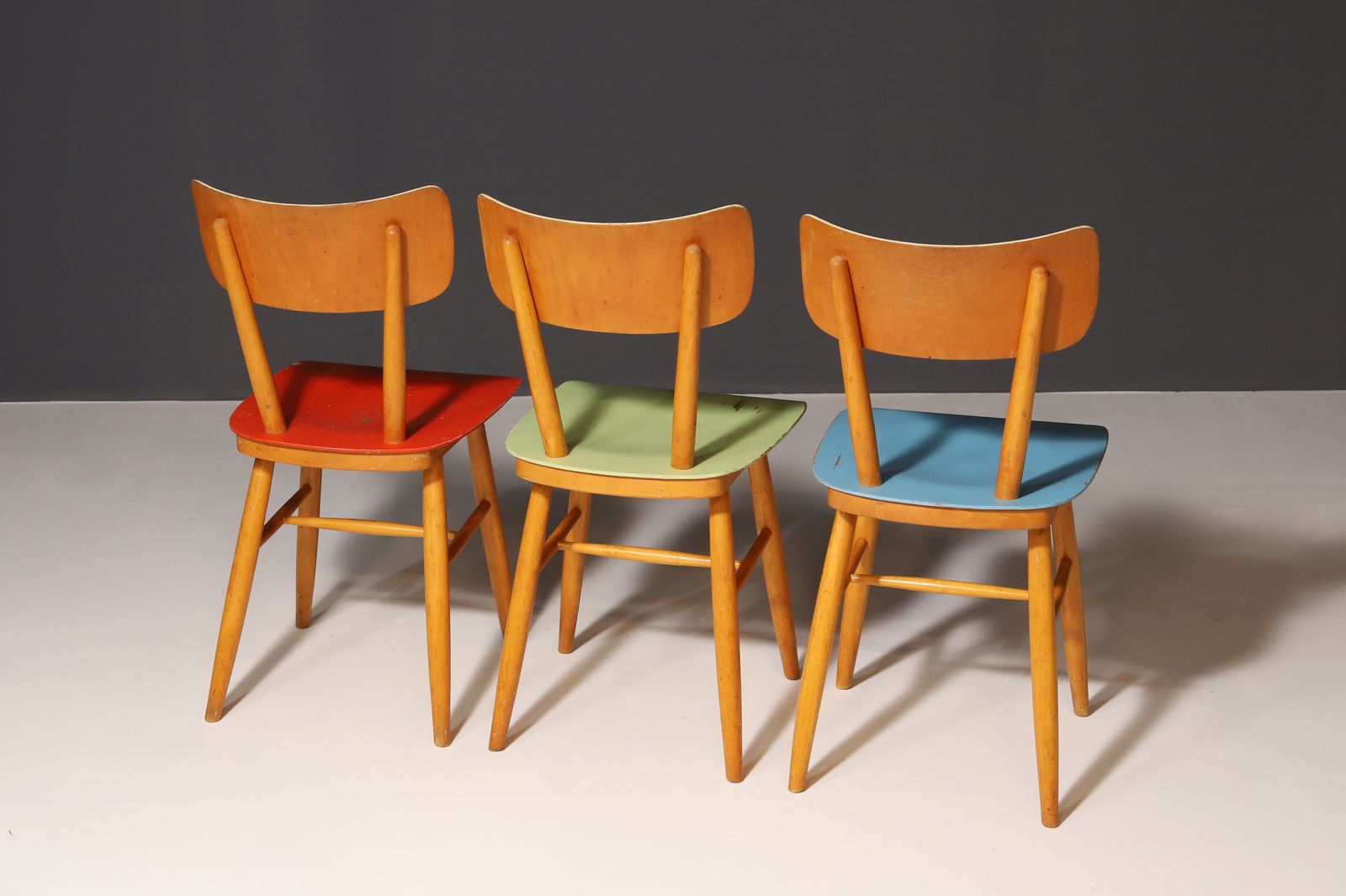 Mid Century Color Dining Chairs By Ton, 1960´S, Czechoslovakia, Set Of 18 photo vinterior
