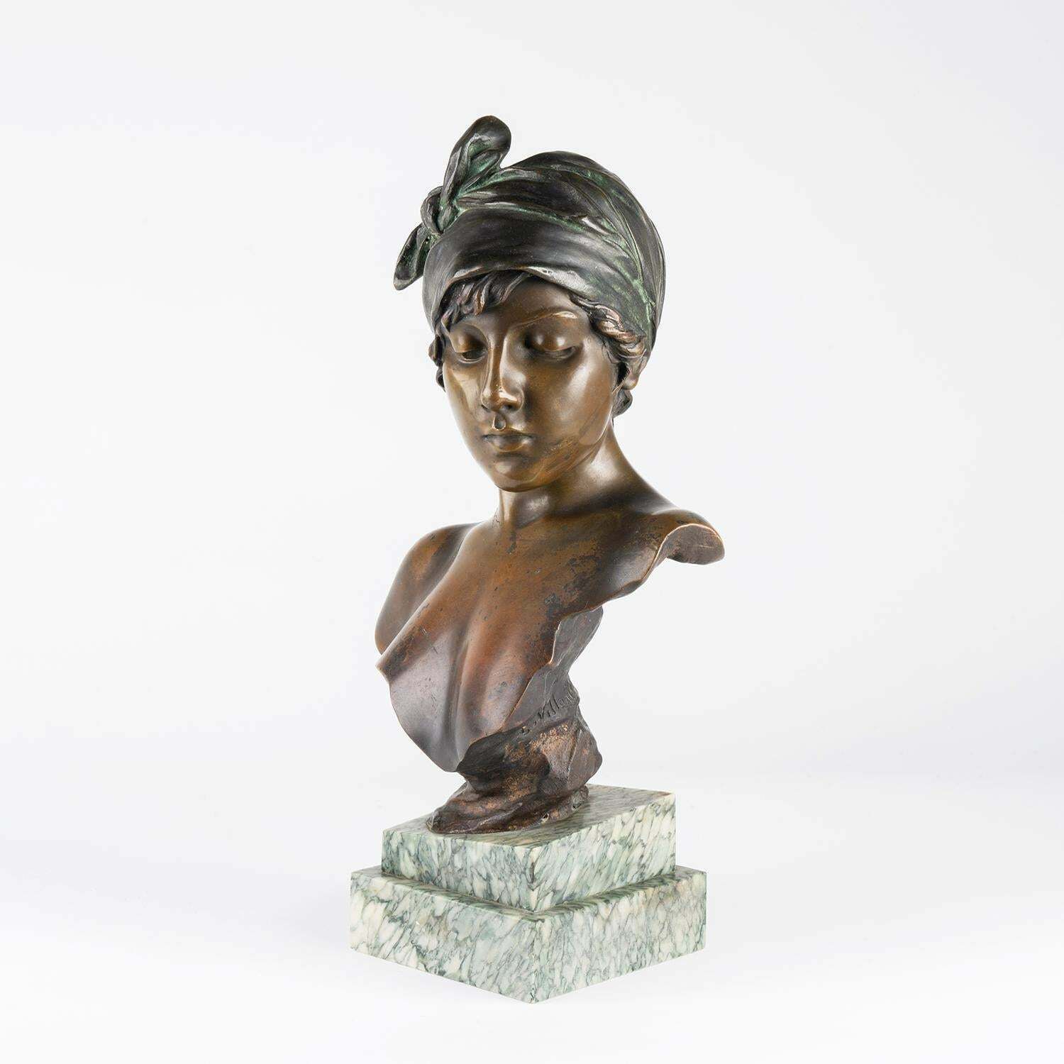 Sculpture In Bronze And Marble Base, Art Nouveau Period, Circa 1900. photo furniture