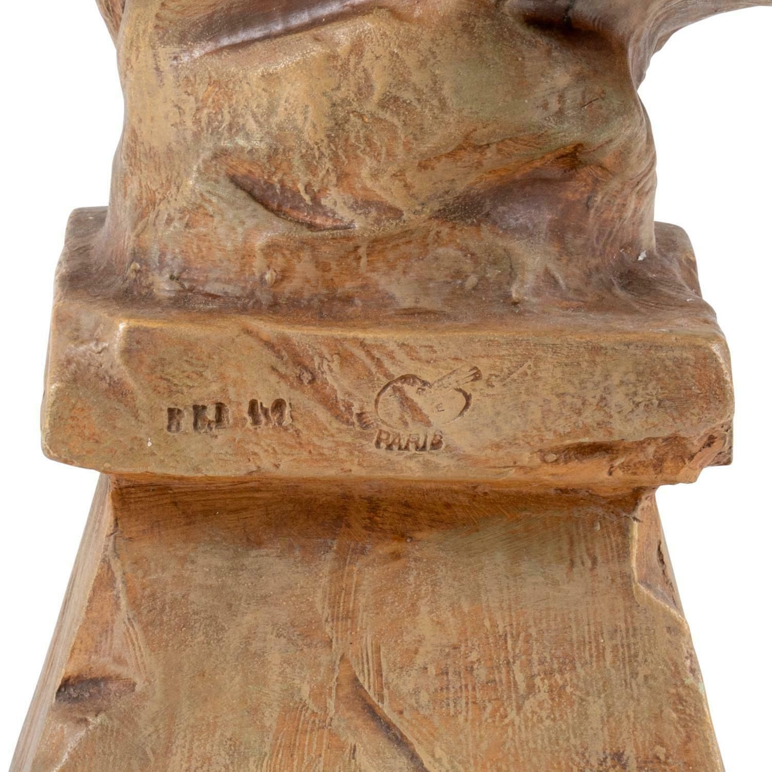 Art Nouveau Terracotta Sculpture, Circa 1900. photo vintage