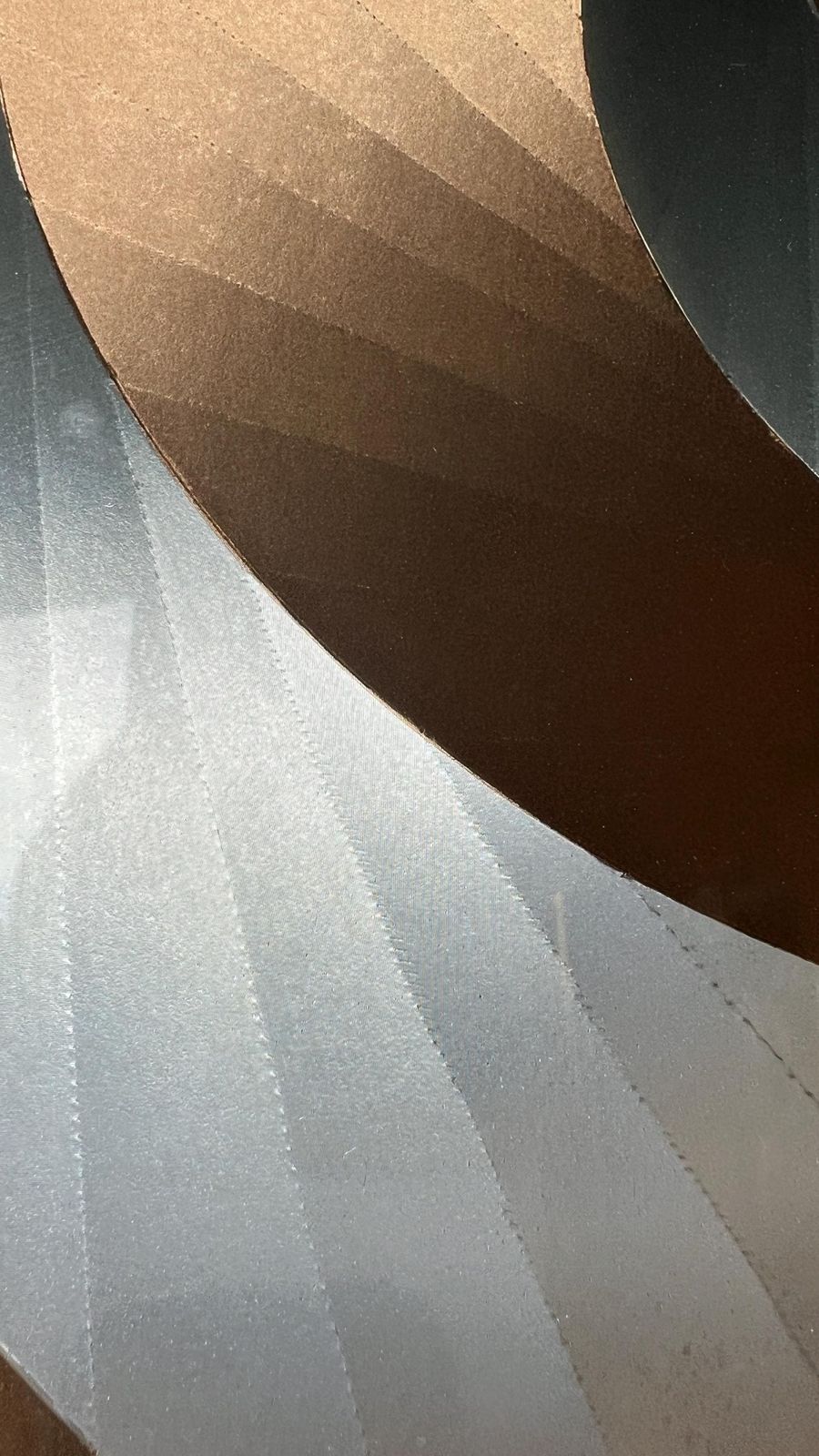 Mid Century Modern Abstract Kinetic Optical Silver And Gold Foil Artwork Picture Depicting Eccentric Circles photo 189.0