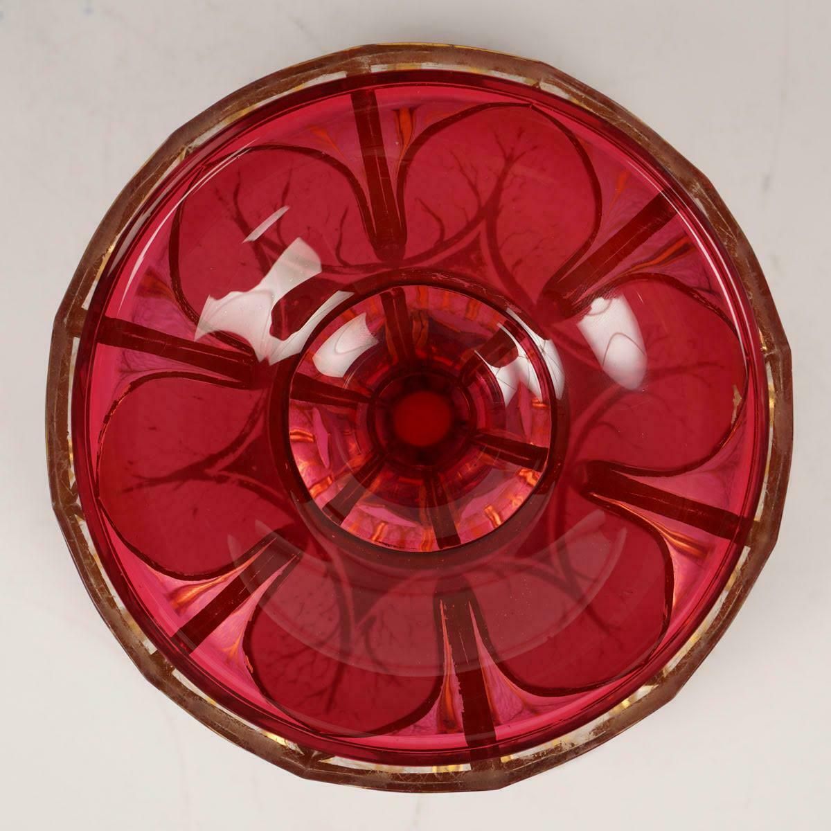 Bohemian Crystal Overlay Bowl, 19th Century, Napoleon III Period. photo buy