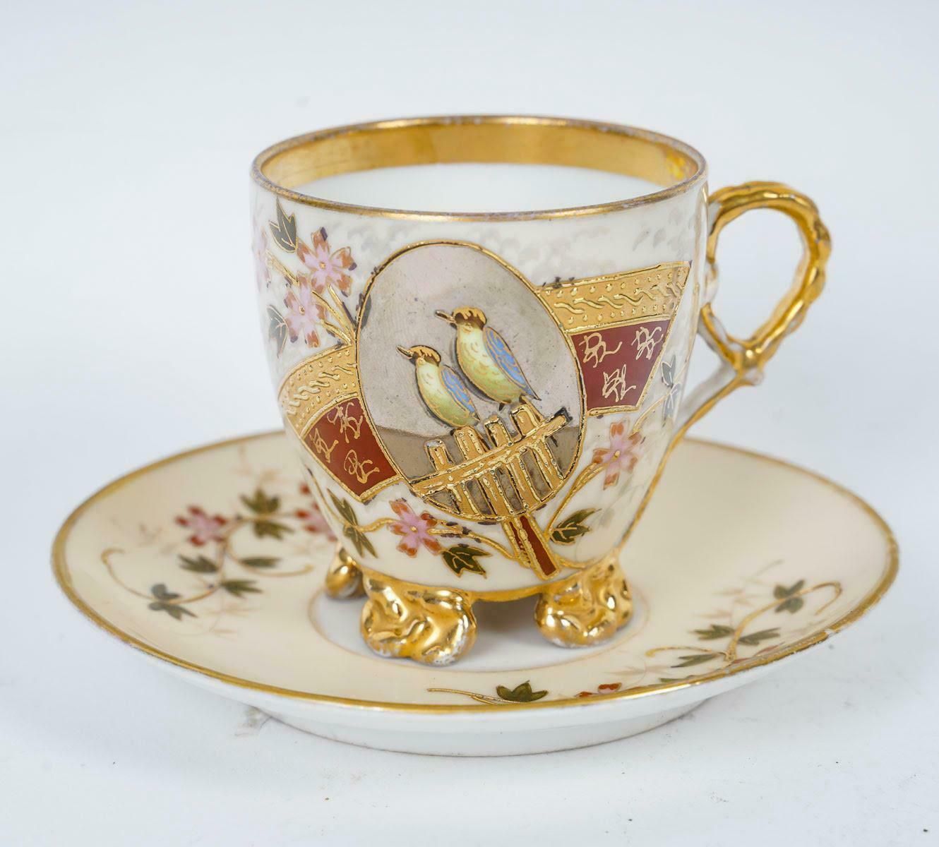 Austrian Porcelain Coffee Service, 19th Century, Napoleon III Period photo vintage