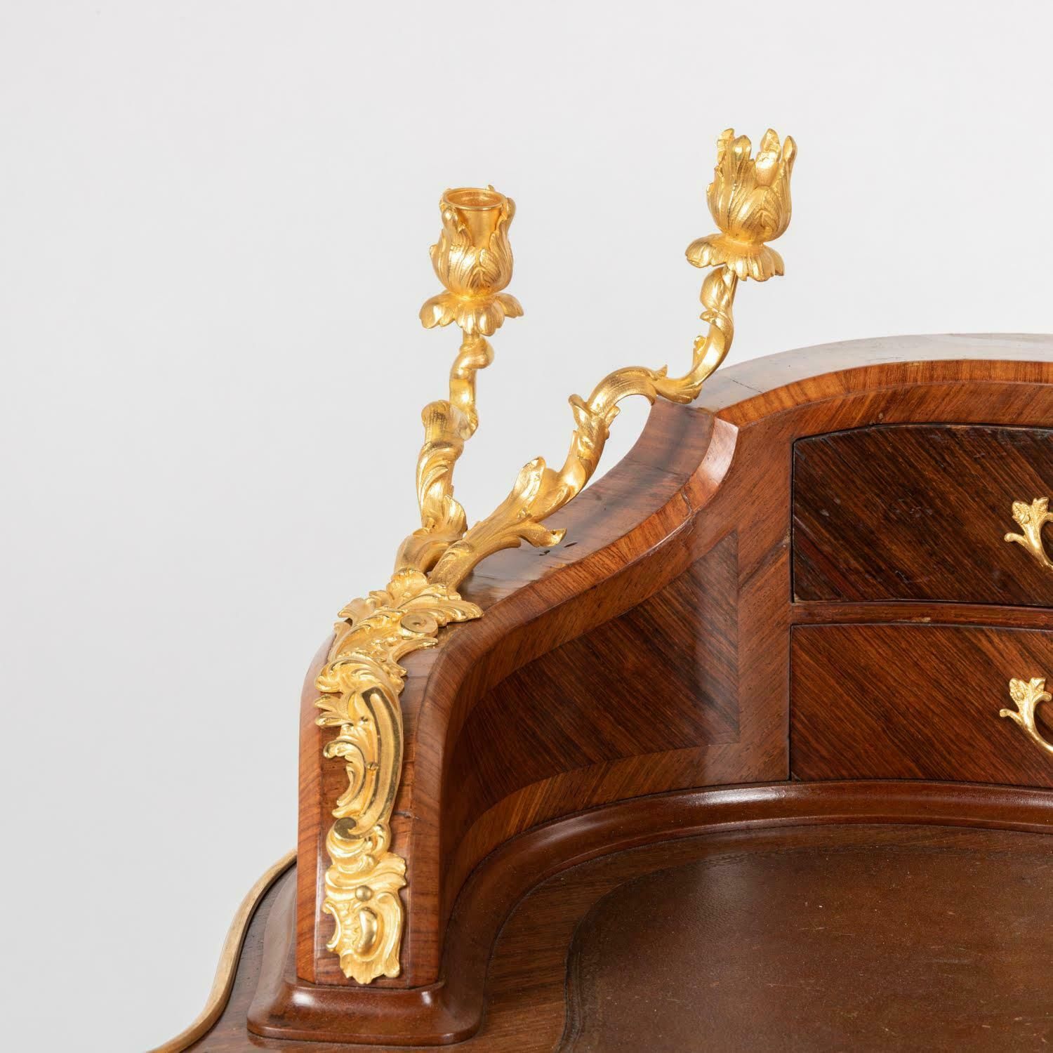 photo furniture A 19th Century Lady's Desk In Marquetry And Gilt Bronze, Louis XV Style.