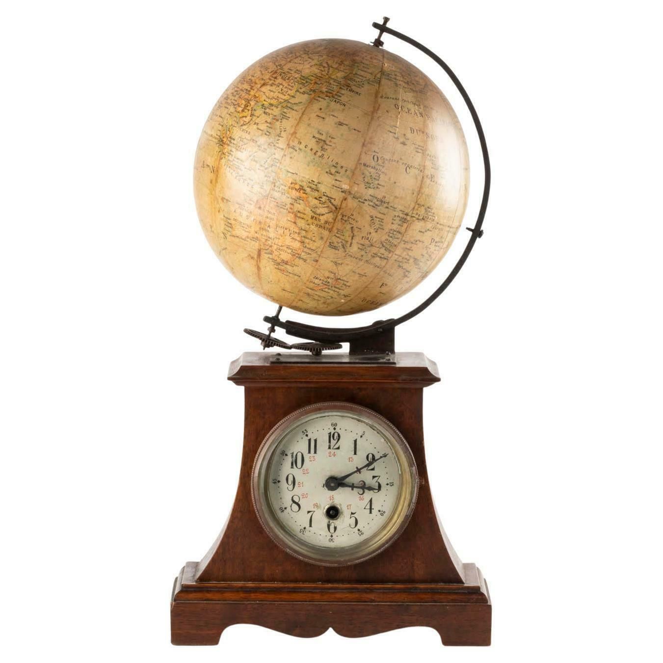 19th Century Clock Surmounted By A Globe, Napoleon III Period.