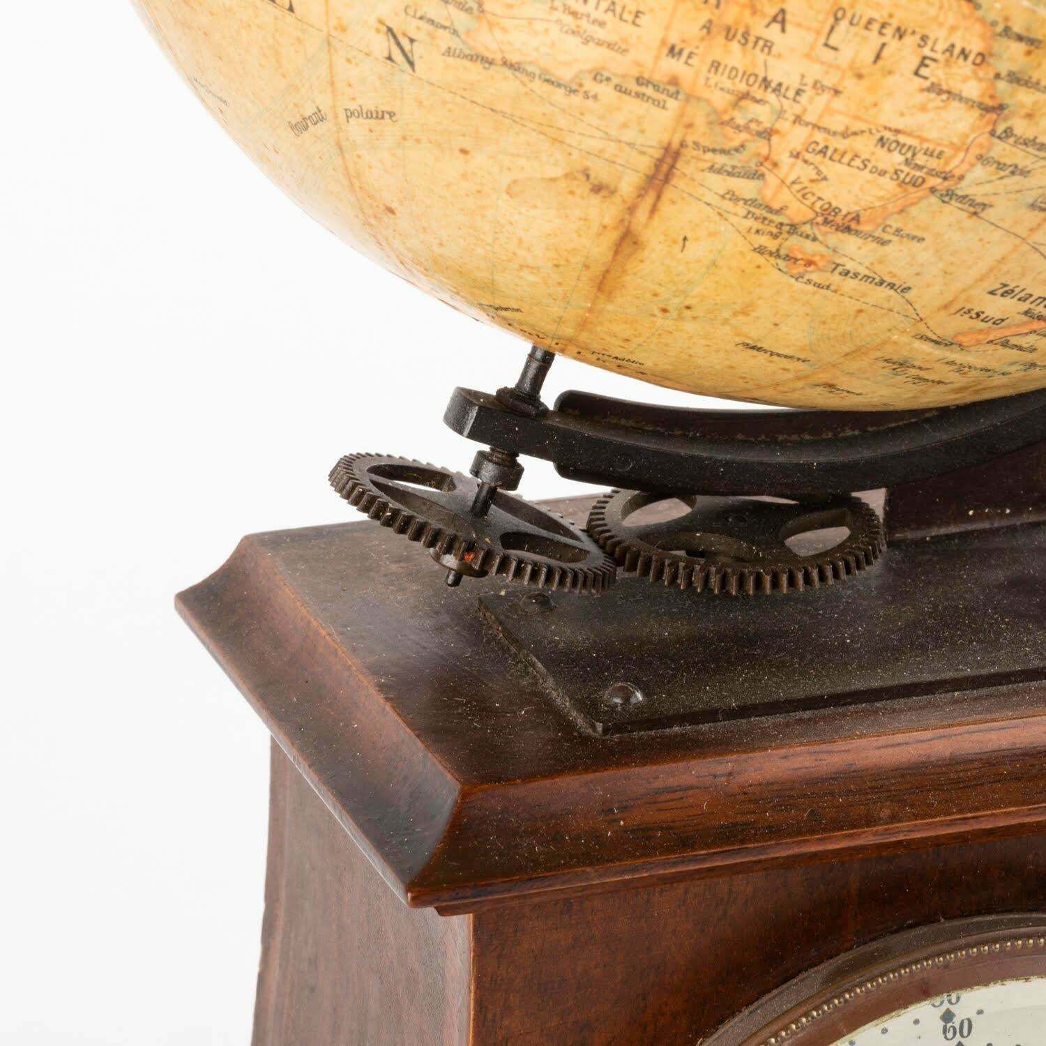 photo furniture 19th Century Clock Surmounted By A Globe, Napoleon III Period.