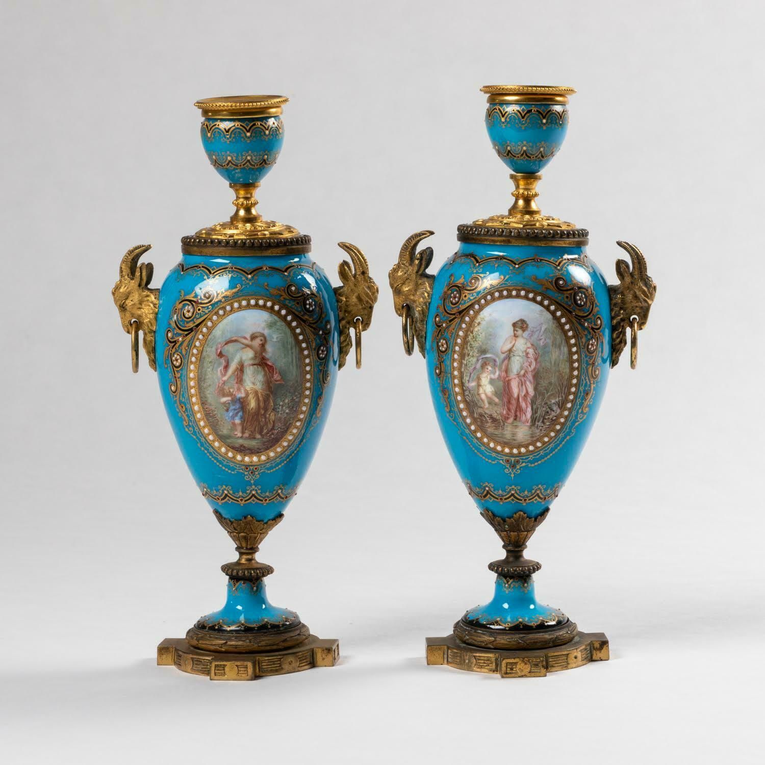 Pair Of Cassolettes Convertible Into Candleholders, 19th Century. photo for sale