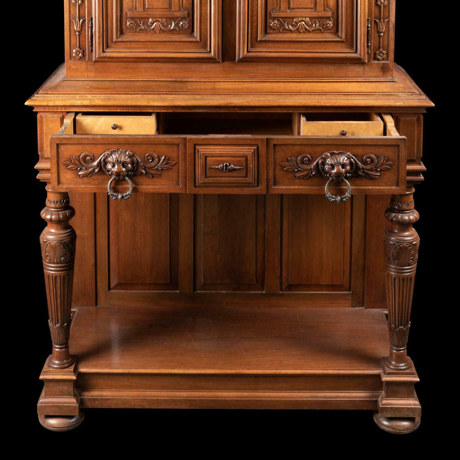 Renaissance Style Cabinet In Carved Walnut, 19th Century. photo buy