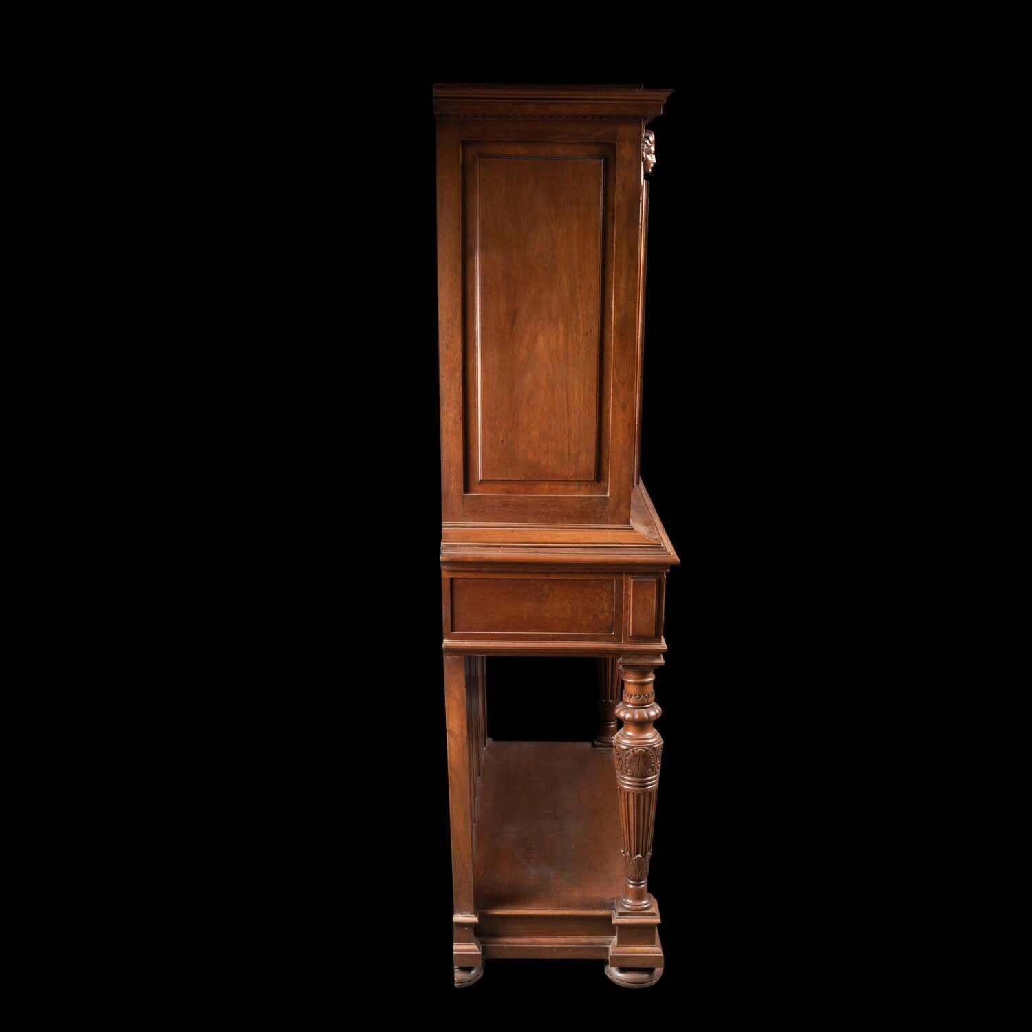 Furniture Renaissance Style Cabinet In Carved Walnut, 19th Century. photo