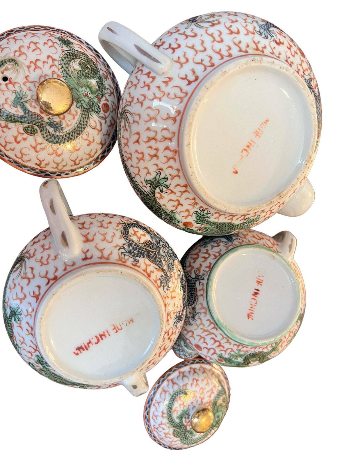 Chinese Famille Rose Porcelain Dragon Teapot Set photo 320.0