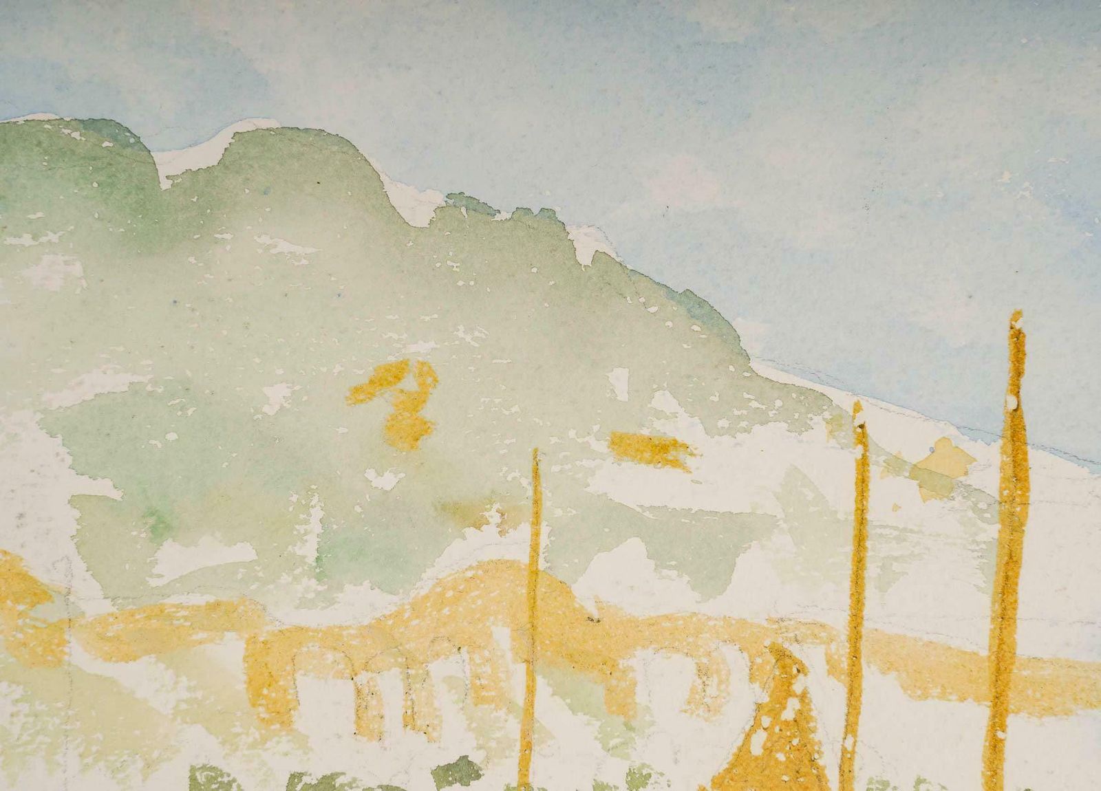 Watercolour Of A Port With Its Boats, 20th Century. photo Art
