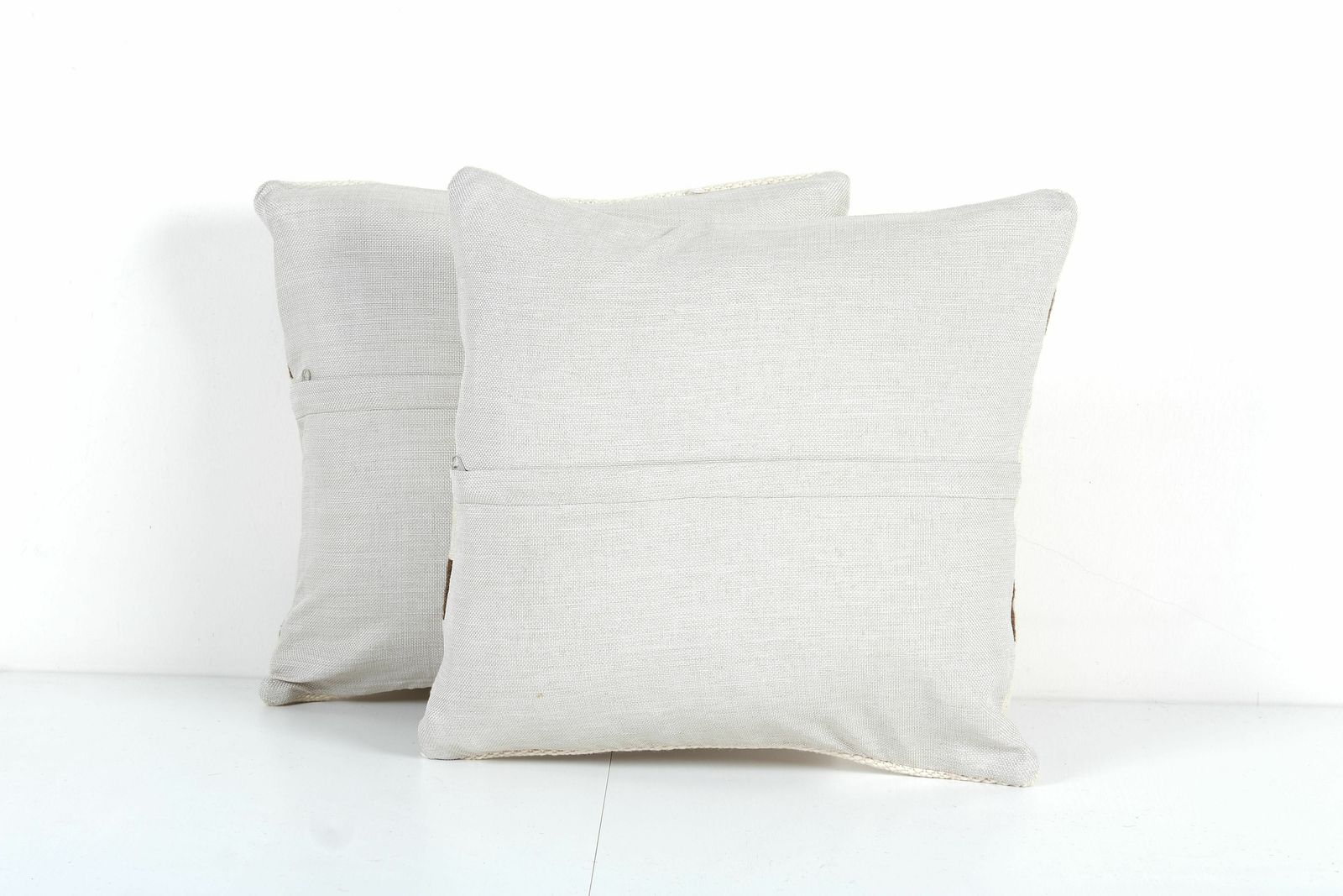 Traditional Turkish Hemp Decorative Kilim Pillow, Set Of Two Anatolian Striped Square Kilim Pillow Cover photo Textiles
