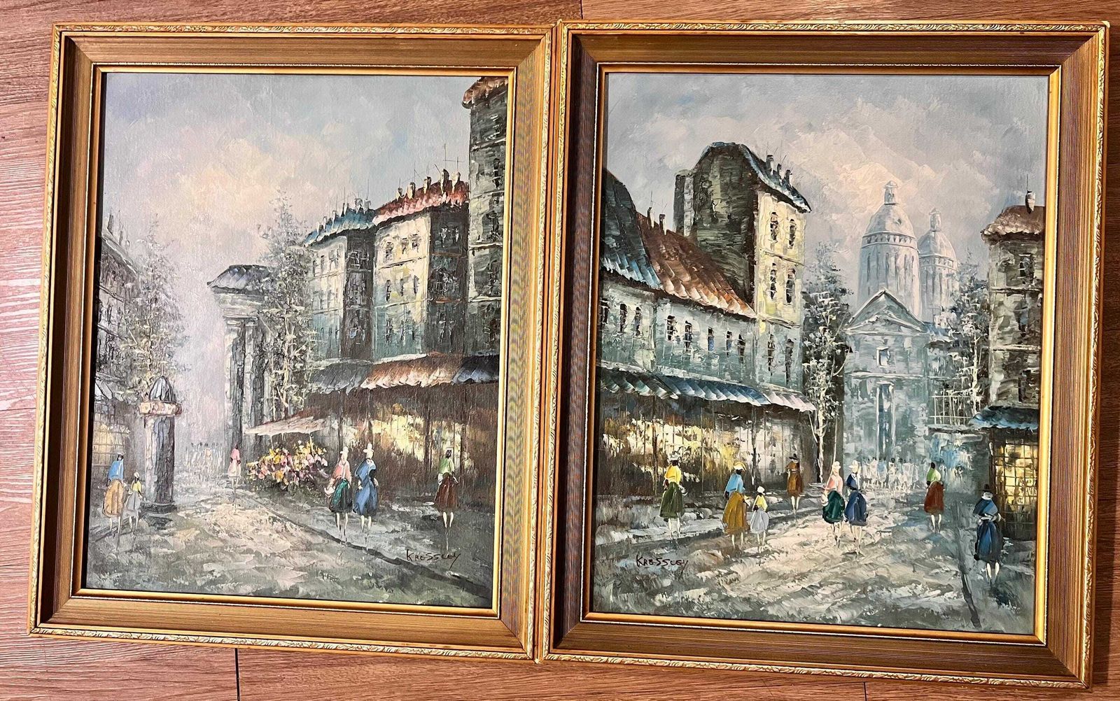 Oil Painting On Wood Montmartre Paris". Signed Kressley photo Art