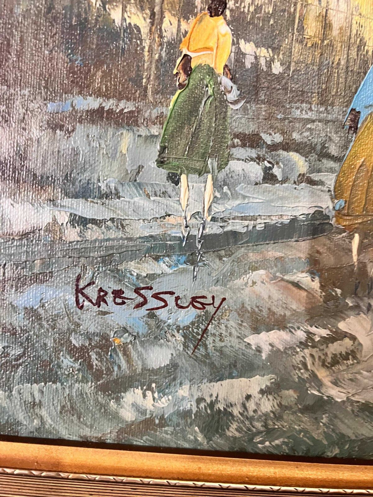 Oil Painting On Wood Montmartre Paris". Signed Kressley photo vinterior