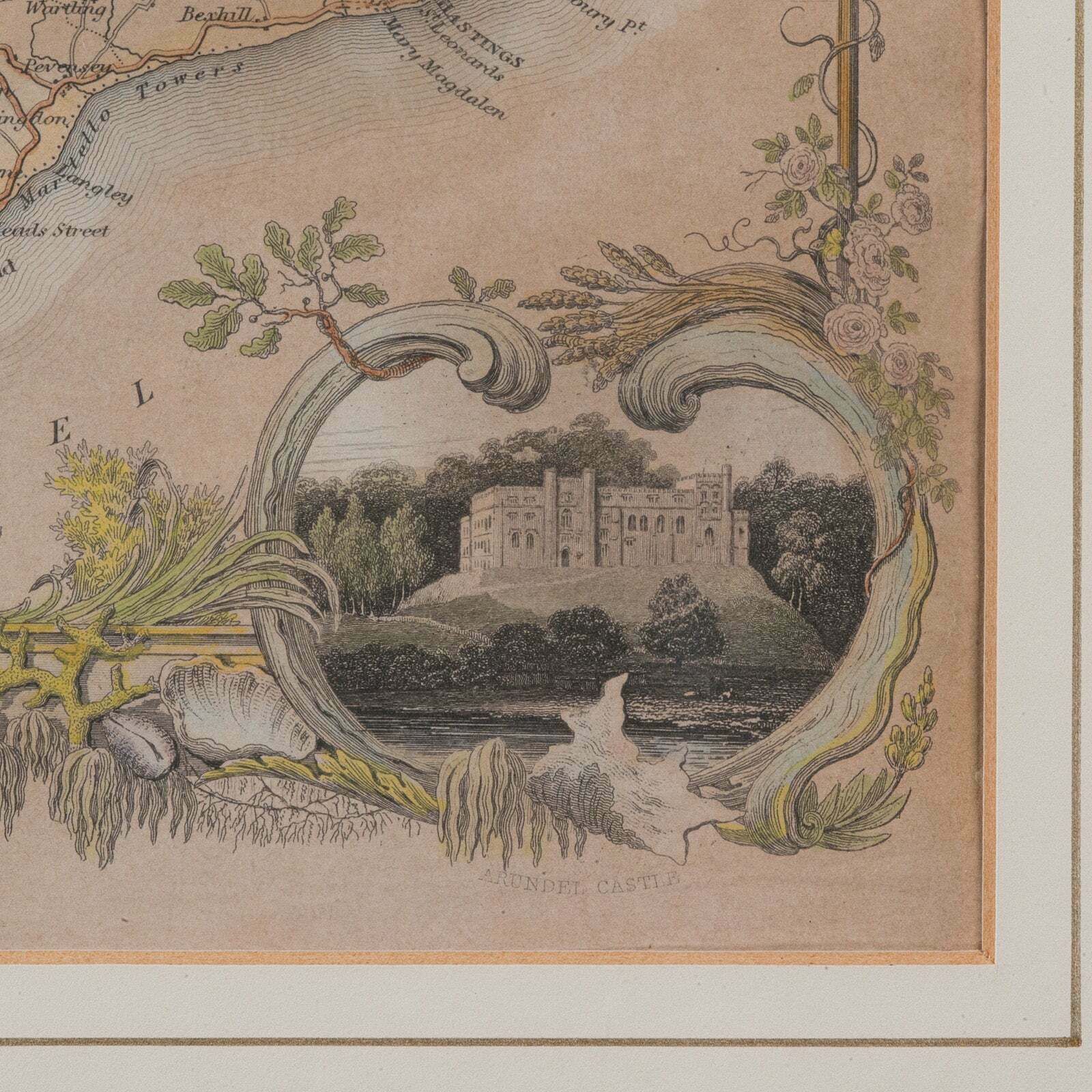 photo furniture Antique County Map, Sussex, English, Framed Lithography, Cartography, Victorian