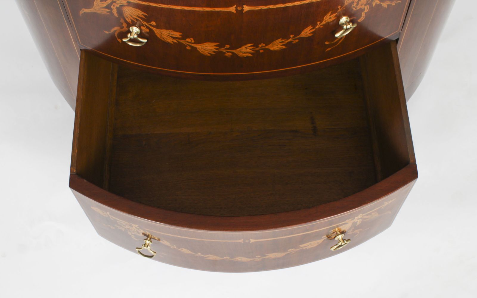 photo vinterior Victorian Marquetry Demi Lune Cabinet 19th Century
