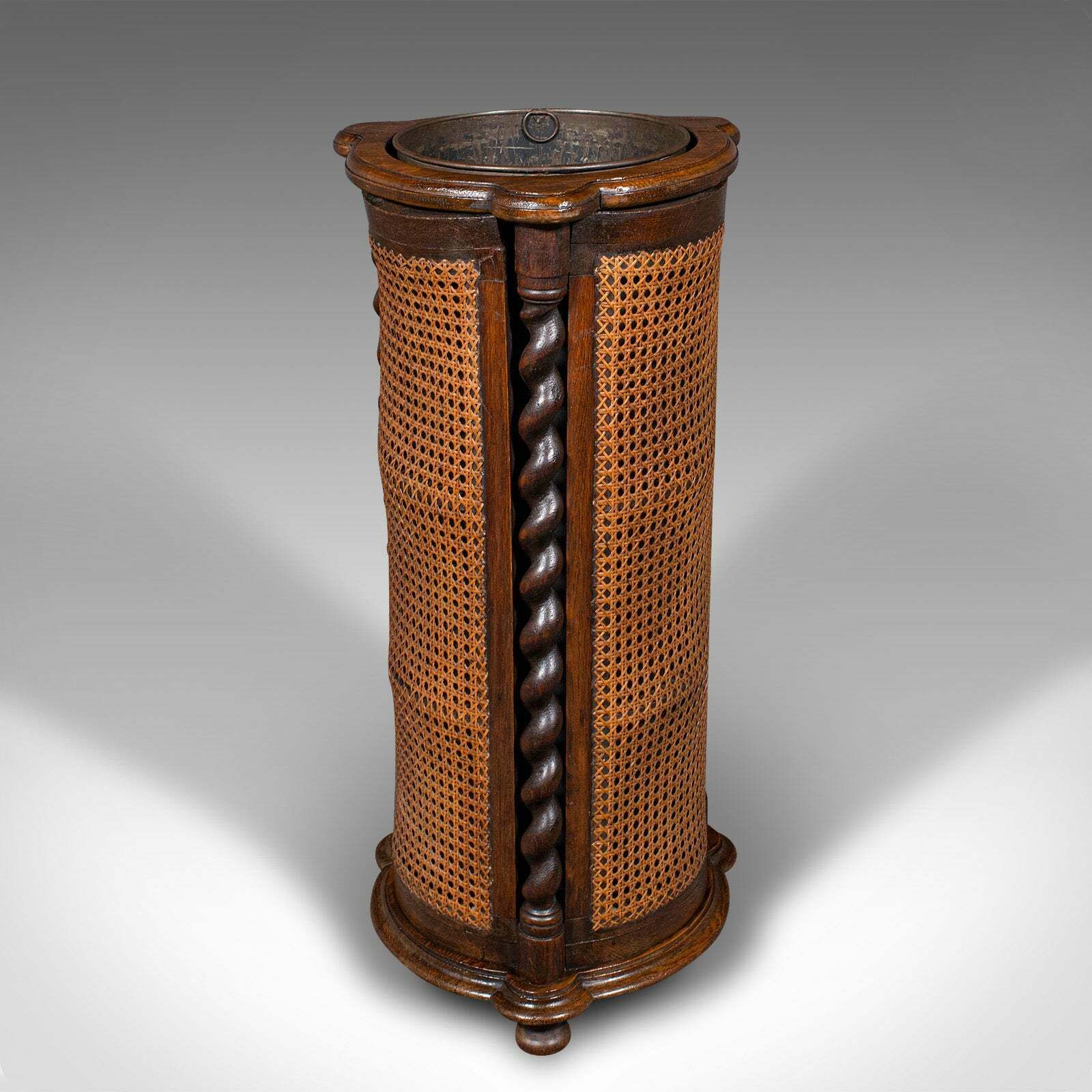 Antique Cylindrical Stick Stand, English, Oak, Reception, Umbrella, Edwardian photo 1195.0