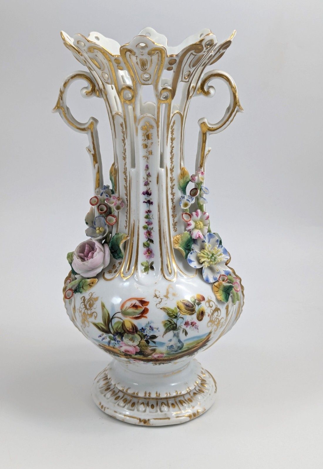 photo for sale A Pair Of Old Paris Porcelain Vases, C. 19th Century