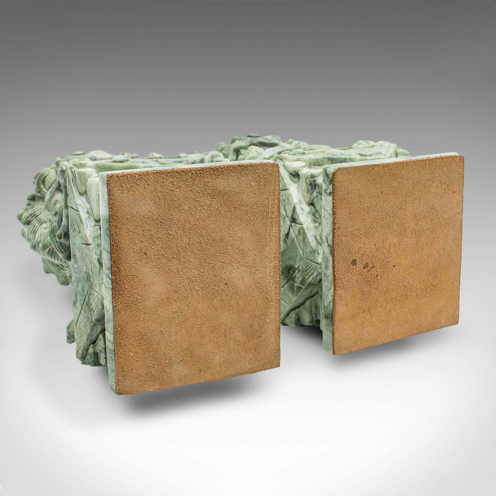 Pair Of Antique Oriental Bookends, Chinese, Jade Marble, Dog Of Fo, Victorian photo vintage