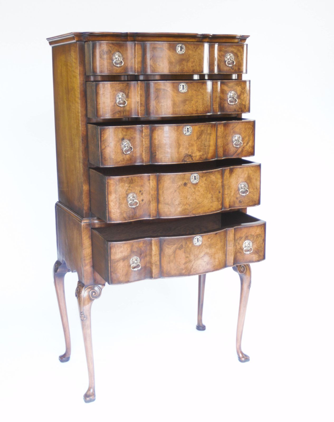 photo furniture Queen Anne Revival Walnut Chest On Stand Circa 1920s
