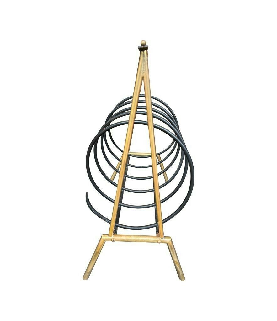 photo vintage An Unusual Italian 1950s Brass And Black Lacquered Spiral Magazine Rack