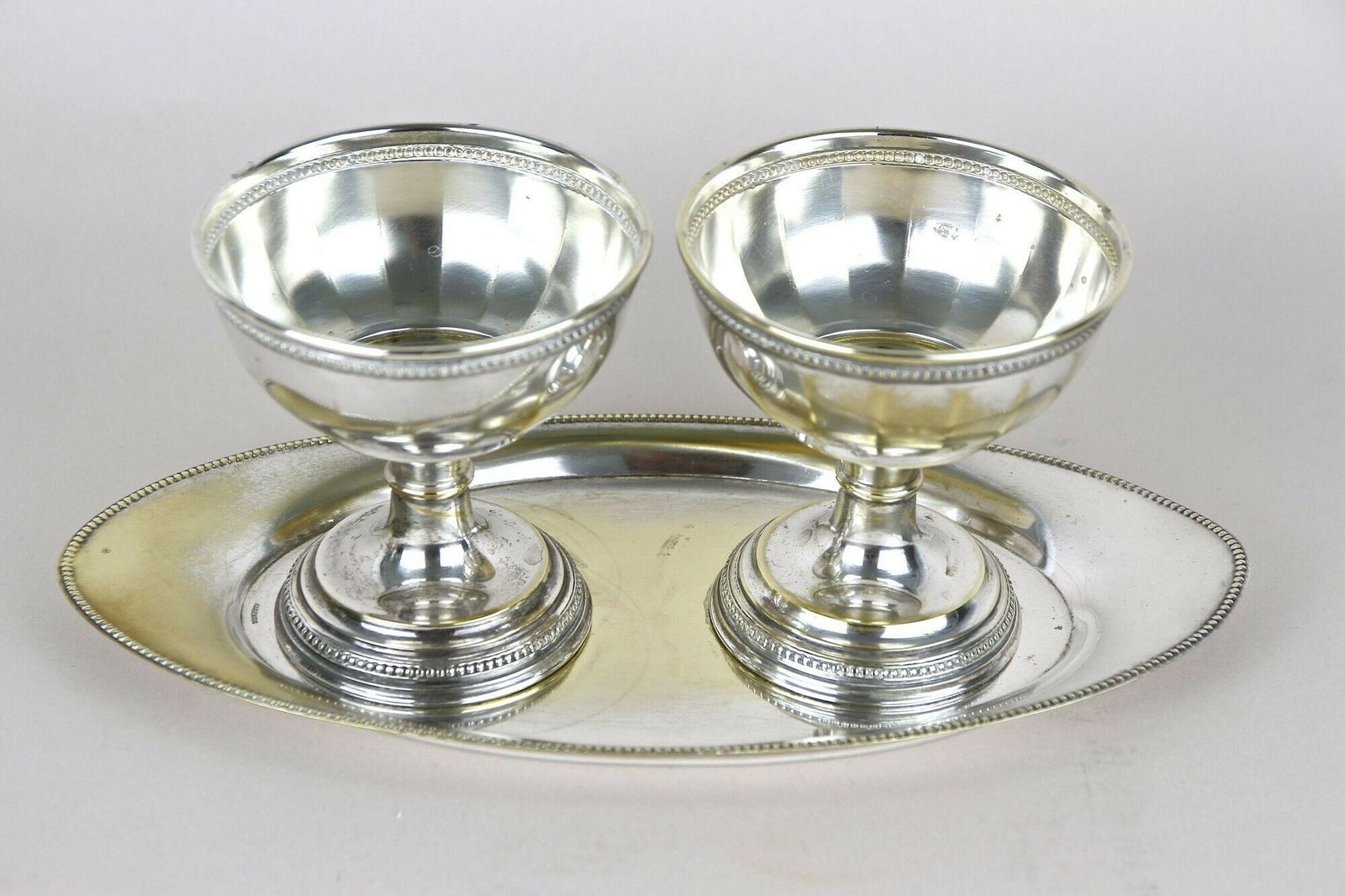 Art Nouveau Silvered Brass Goblets On Tray By Argentor, 20th Century, At Ca. 1910 photo furniture