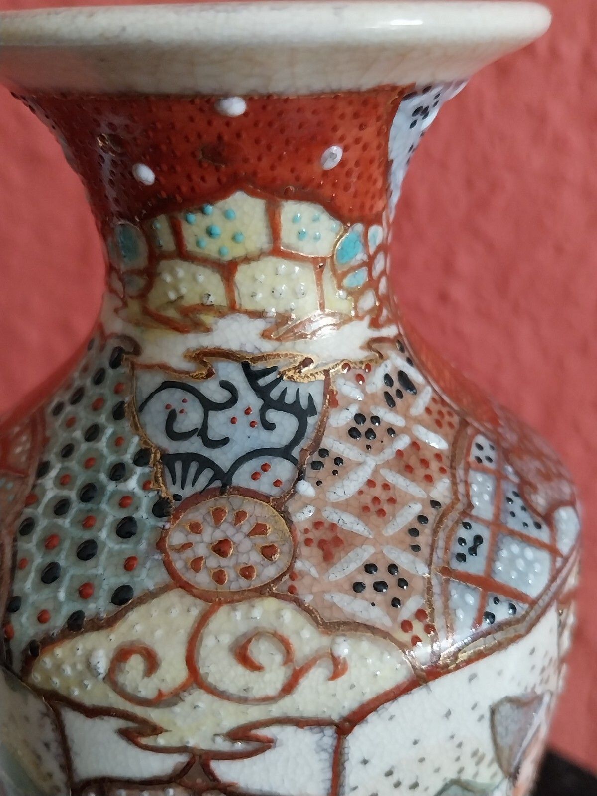 Antique Vintage Japanese Satsuma Vase Hand Painted Gilded 19 Cm photo 60.0