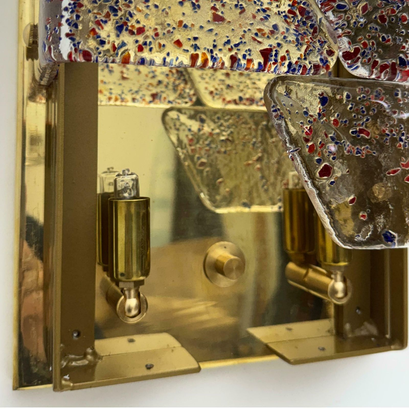 photo furniture Pair Of Mid Century Modern Style Italian Murano Glass And Brass Sconces