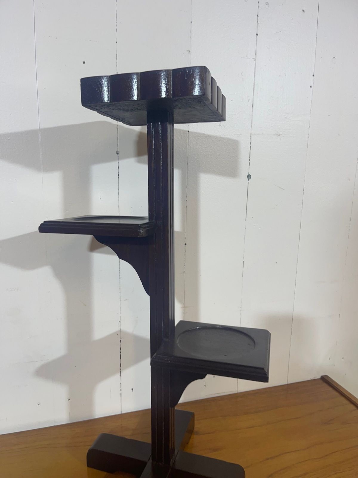 Home Decor Art Deco Tiered Hand Crafted Plant Stand In Solid Pine With A Painted Finish photo