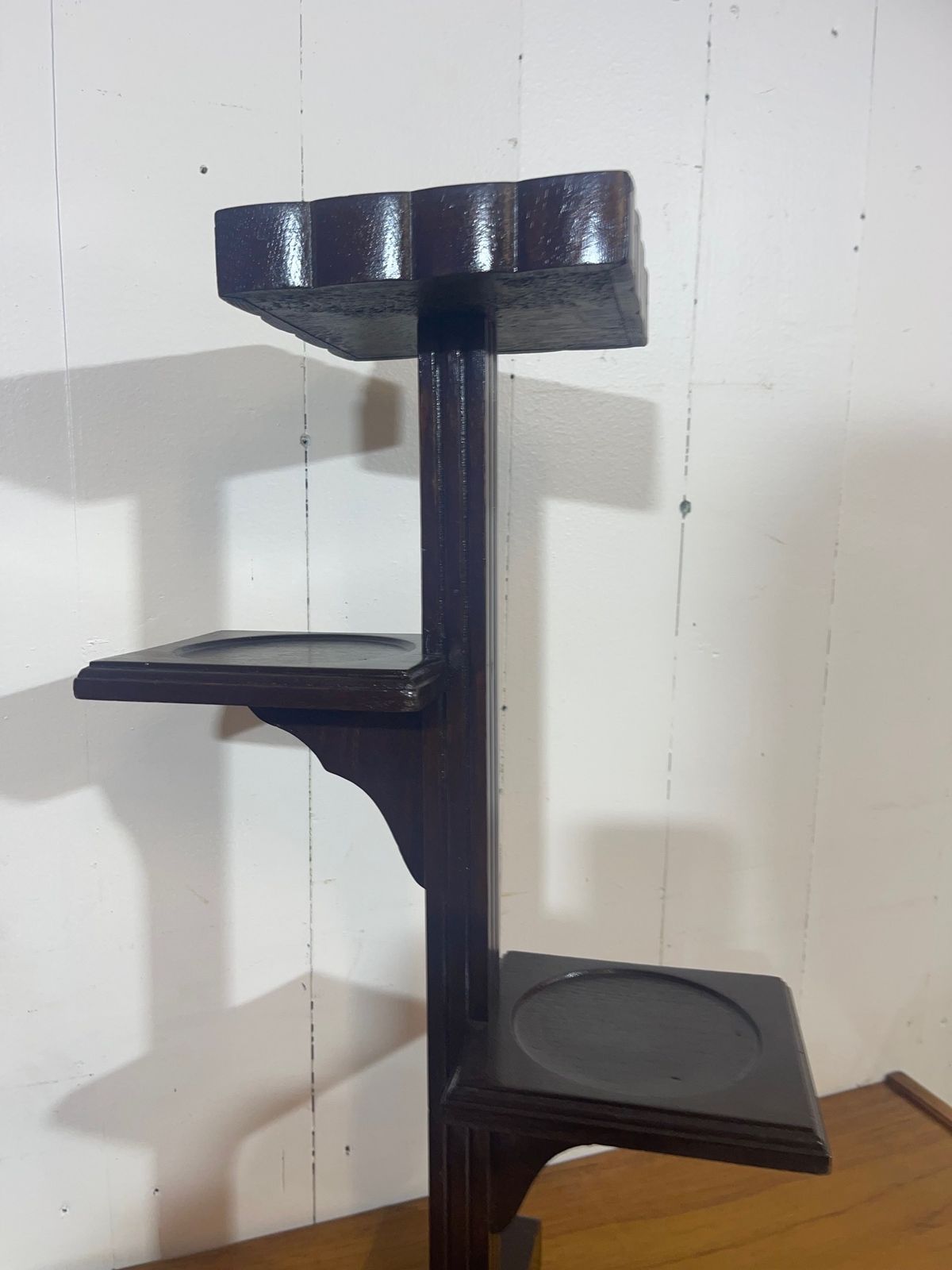 photo vintage Art Deco Tiered Hand Crafted Plant Stand In Solid Pine With A Painted Finish