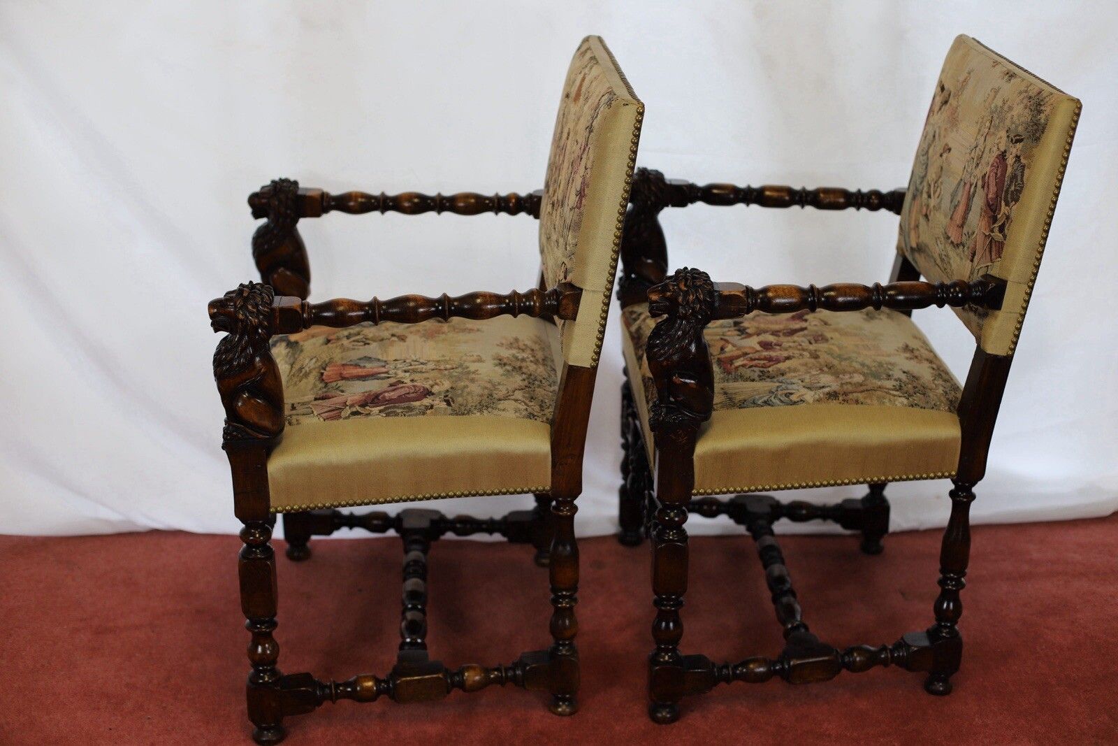 photo buy Beautiful Set Of Eight Italian Walnut Dining Armchairs In Renaissance Style