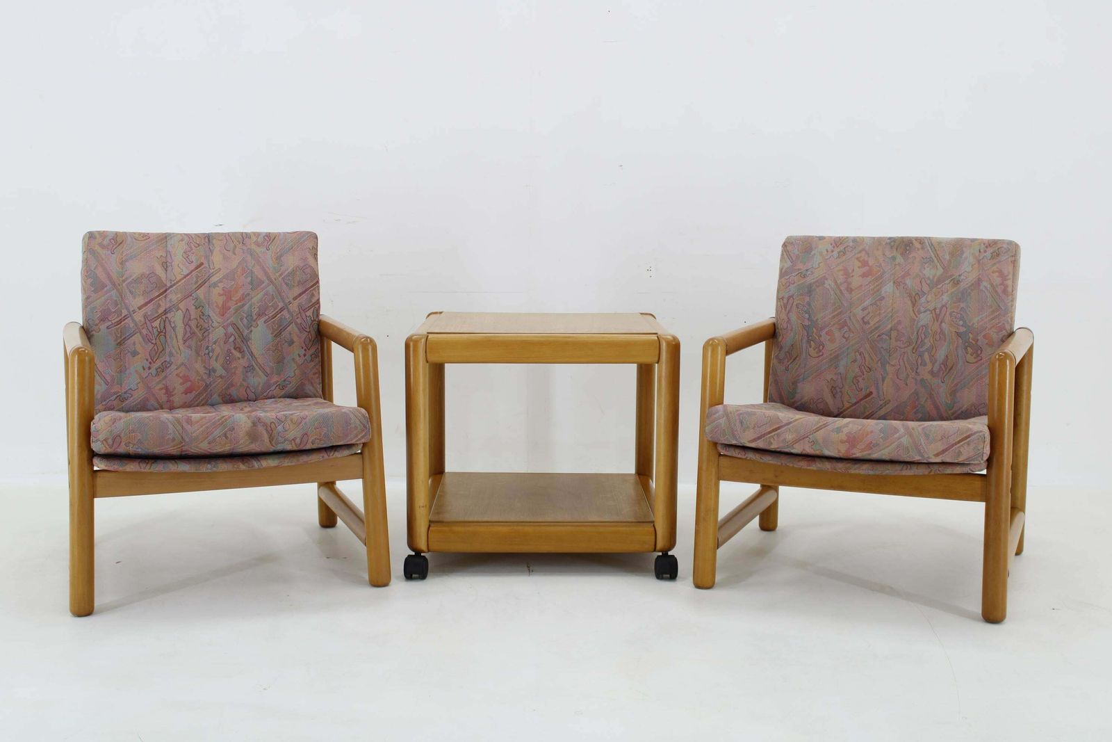 1970s Pair Of Beech Armchairs And Coffee Table  By Ton, Czechoslovakia photo furniture