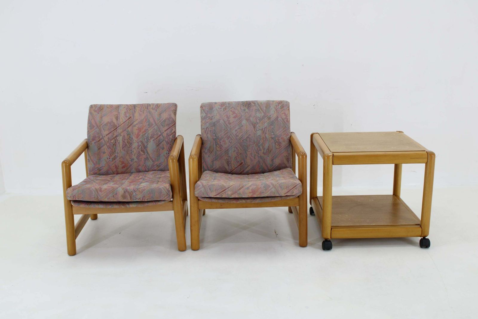1970s Pair Of Beech Armchairs And Coffee Table  By Ton, Czechoslovakia photo 969.0