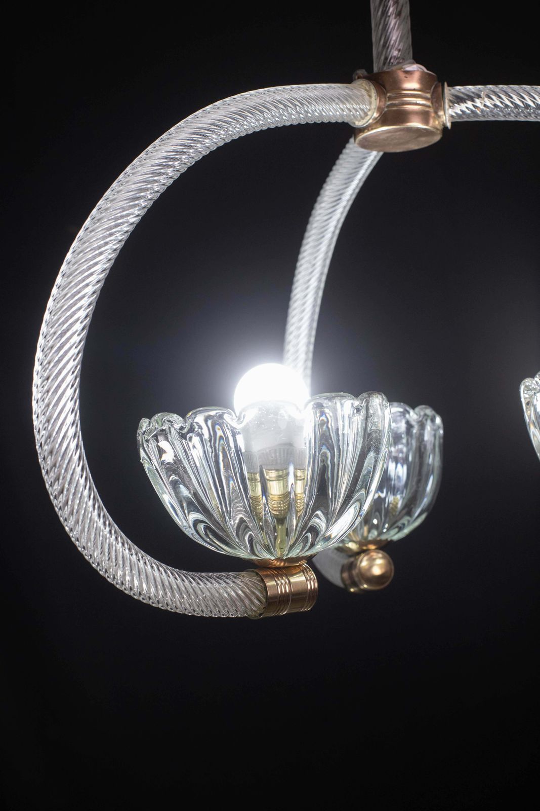 Fantastic 3 Cup Barovier E Toso Art Deco Chandelier, 1940s photo vinterior