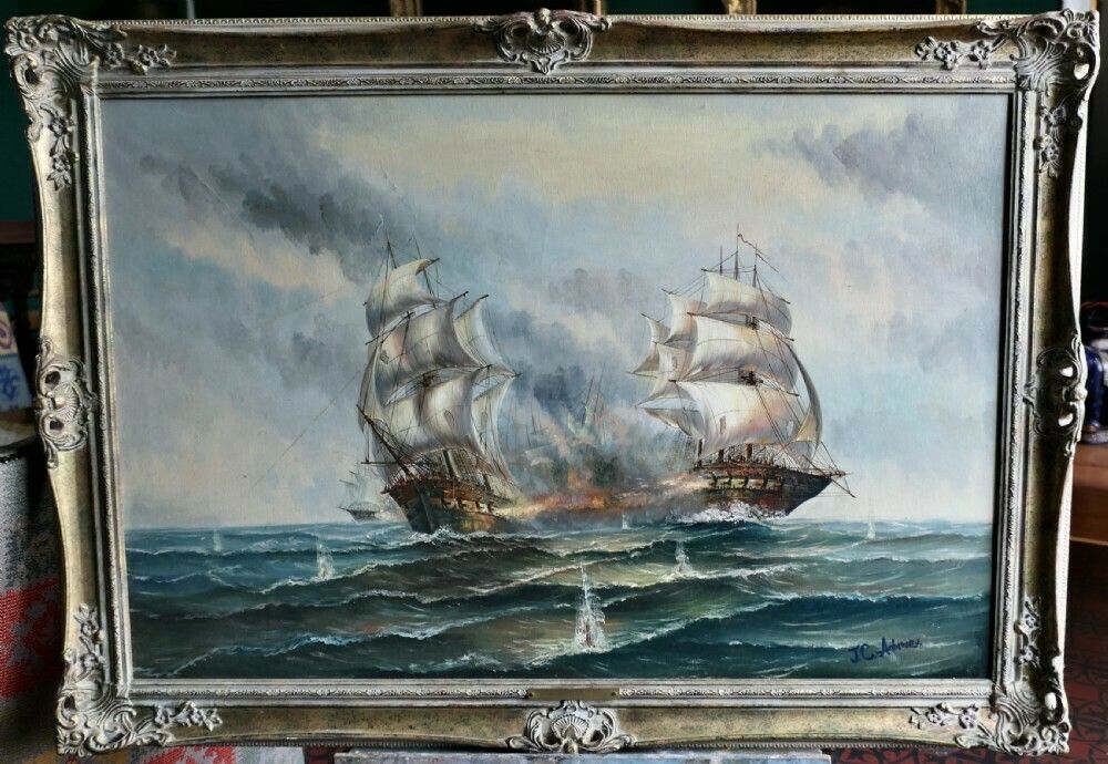 Oil On Canvas The Smoke 0f Battle Signed J.C.Ambrose