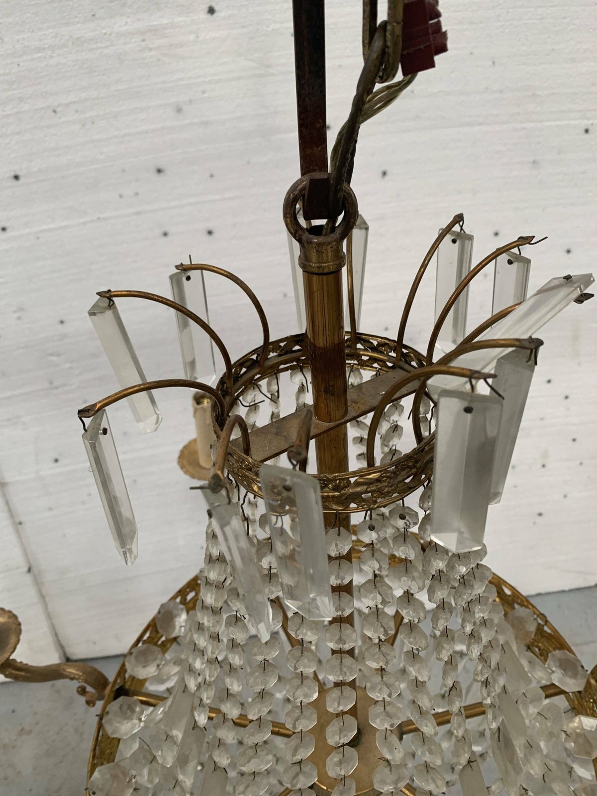 20th Century Bronze Basket Chandelier With Tassels photo for sale