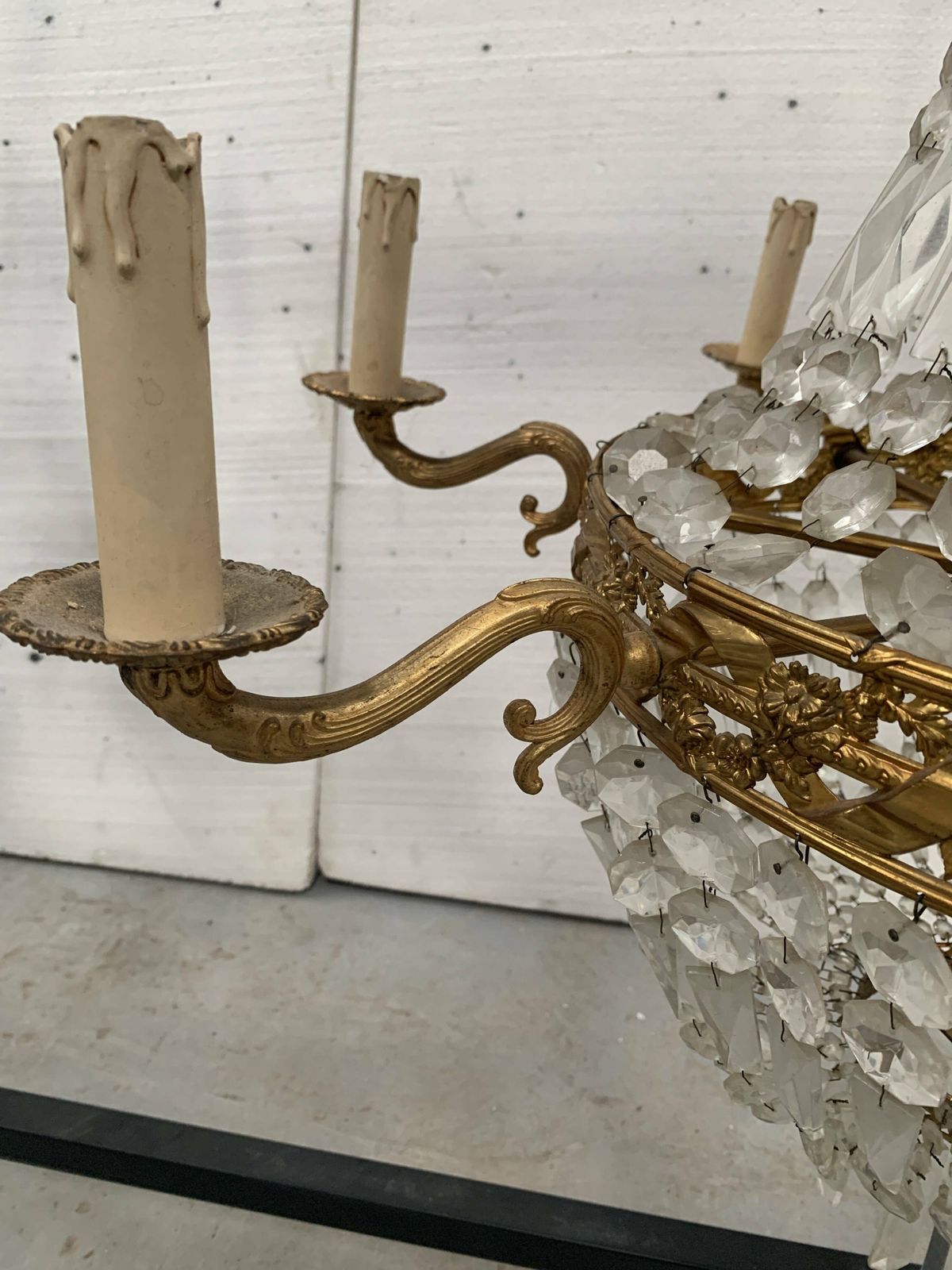20th Century Bronze Basket Chandelier With Tassels photo 375.0