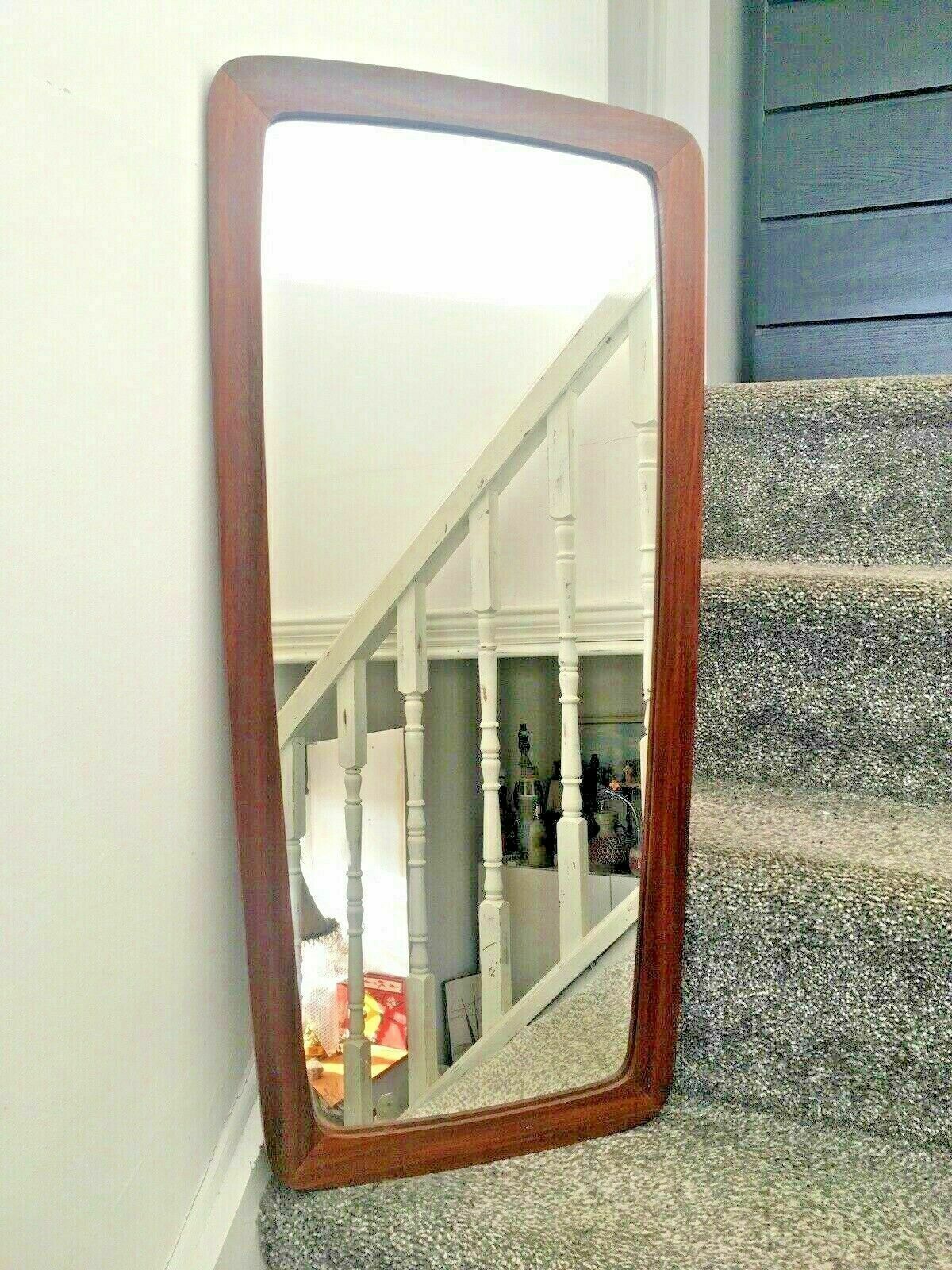 photo furniture Large 1960’s Mid Century Danish Teak Hall Long Wall Mirror Denmark Scandi