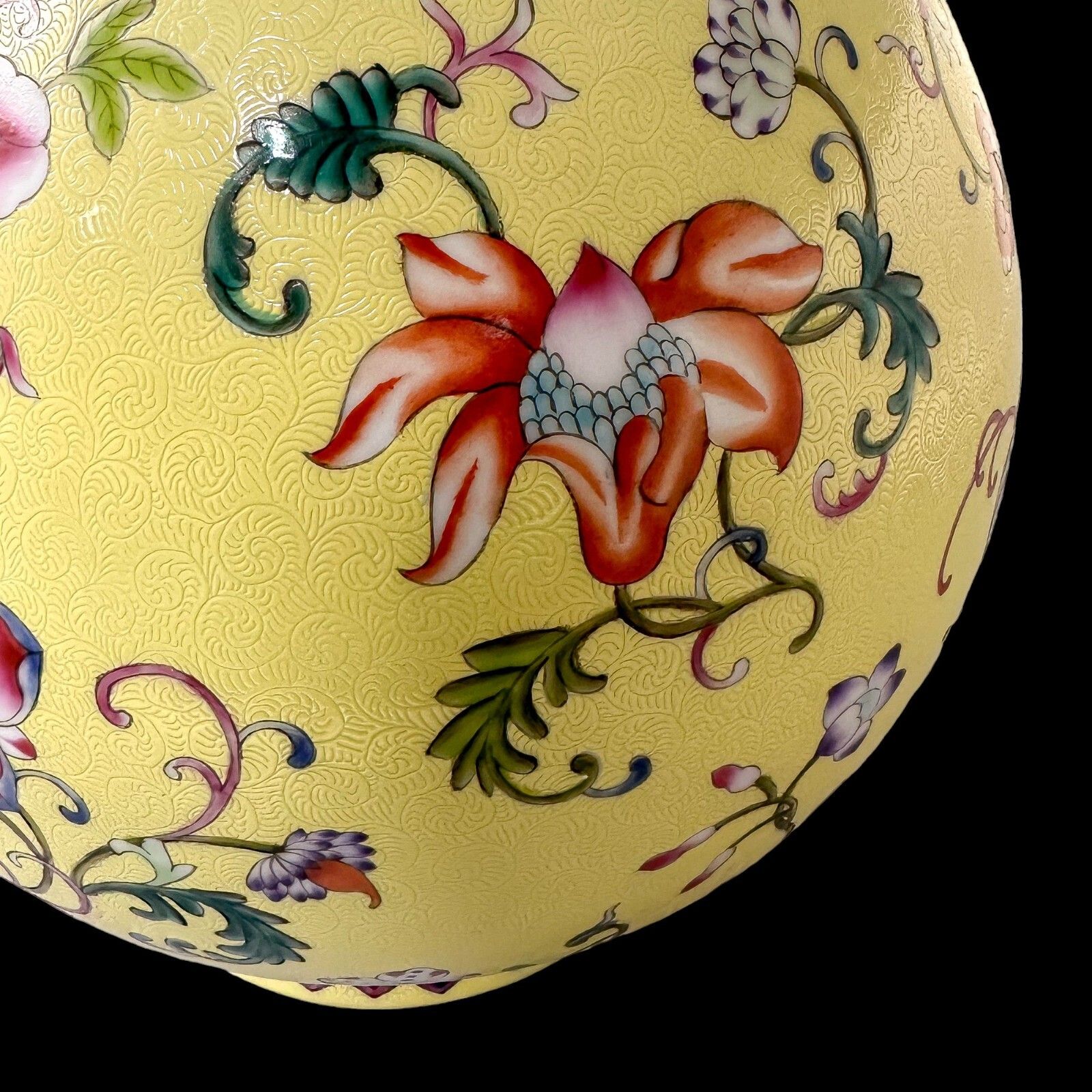Home Decor Antique Chinese Guangxu Yellow Ground Yangcai Floral Yuhuchunping Porcelain Vase photo