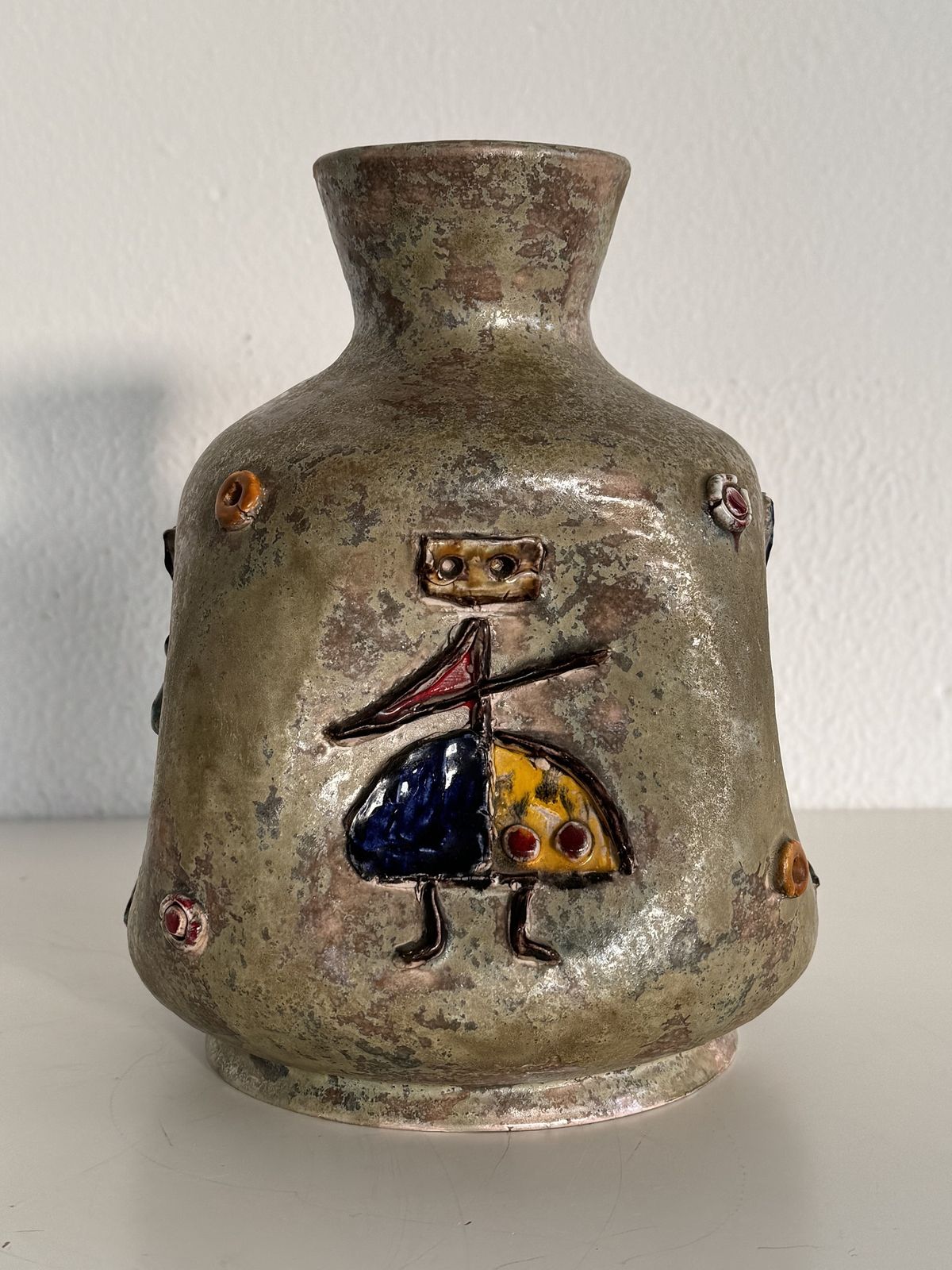 Italian Mid Century Ceramic Vase By Umberto Zannoni, Faenza, 1950s photo vintage