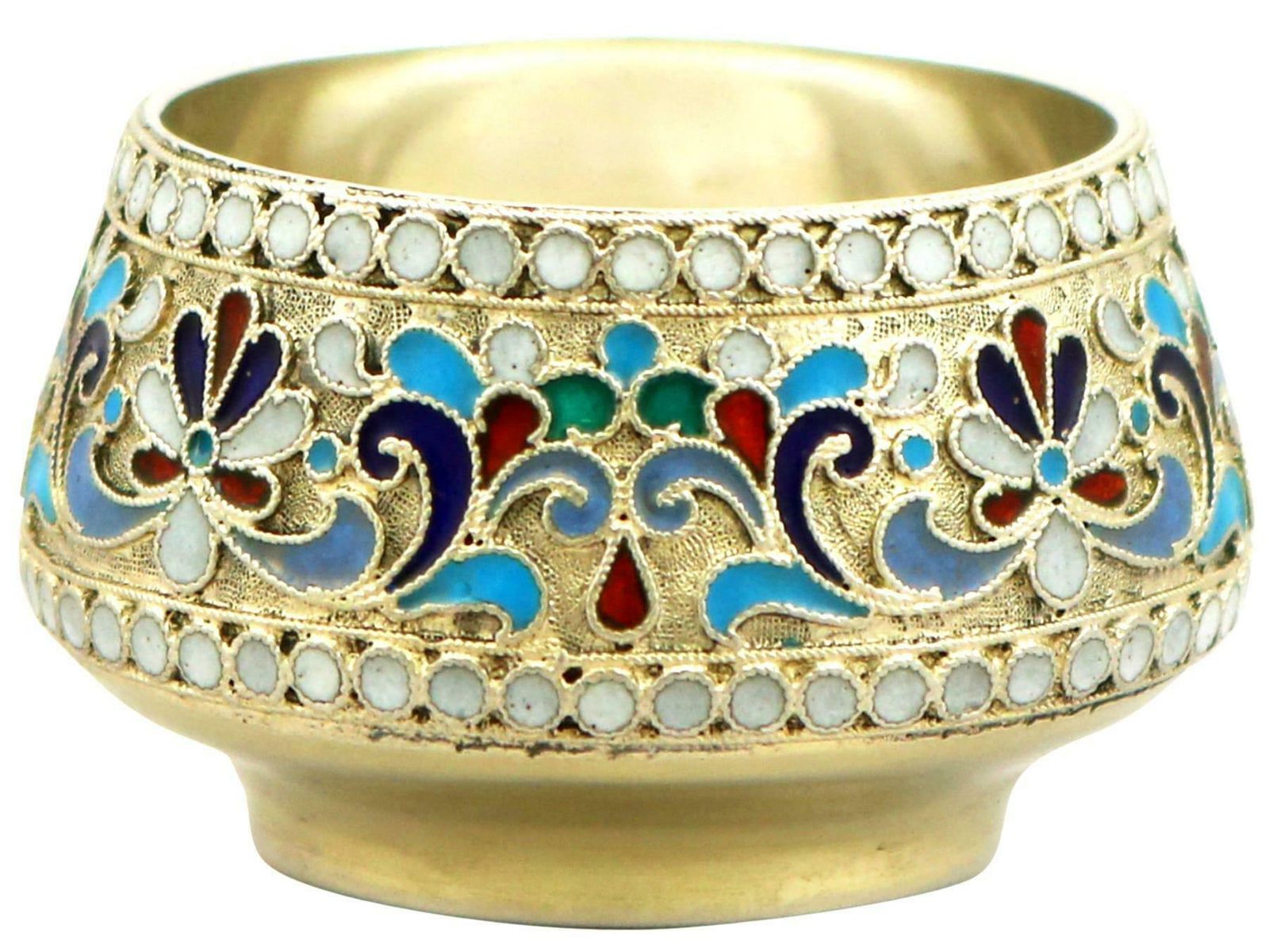 1920s Russian Silver And Polychrome Cloisonné Enamel Salts photo vinterior