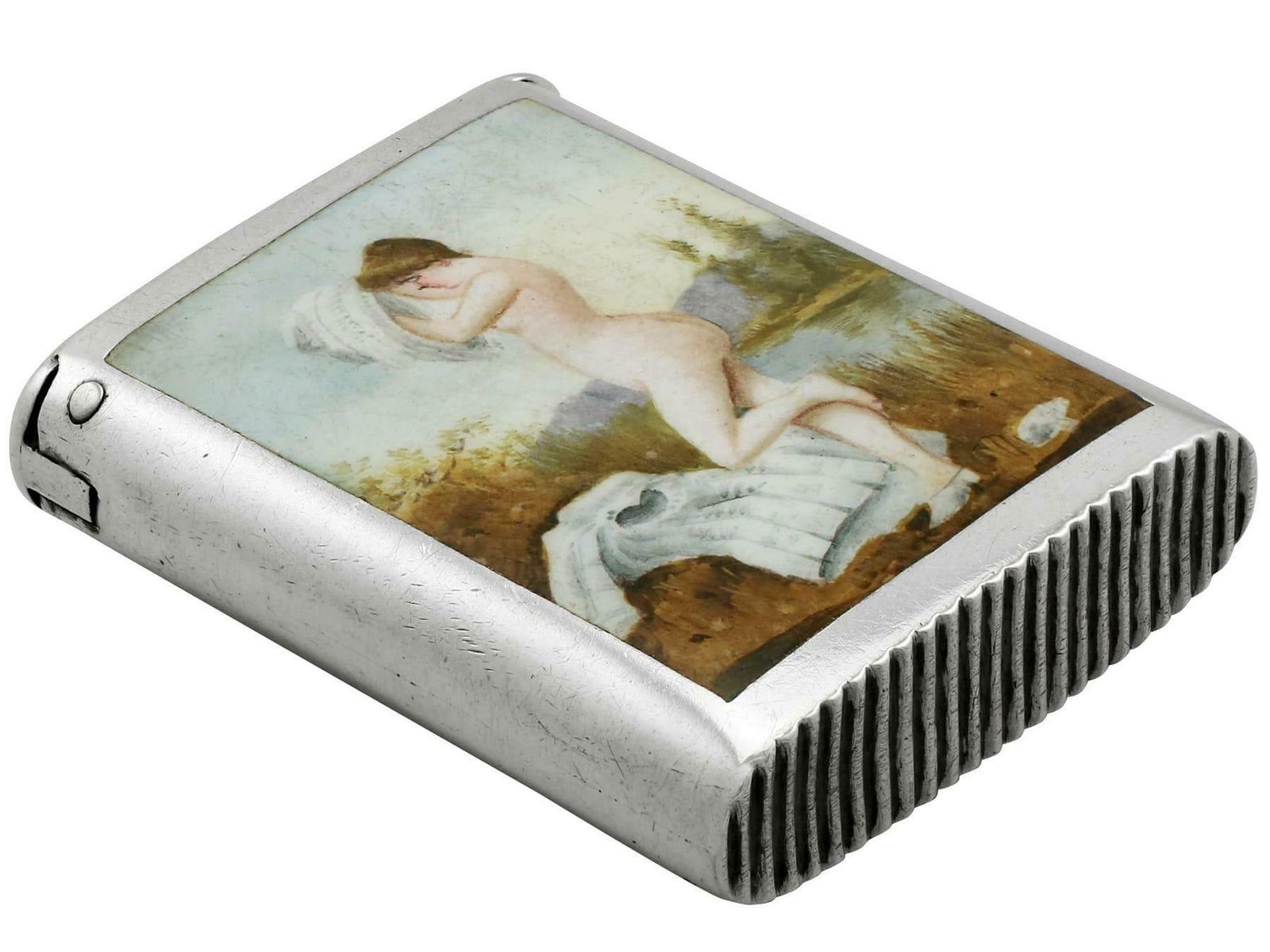 Victorian Sterling Silver And Erotica Enamel Vesta Case photo Home Decor