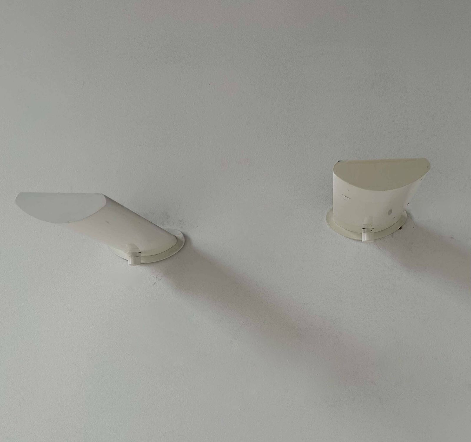 Pair Of Vintage Wall Lights With Variable Intensity, White Lacquered Metal, France 1970 photo vintage