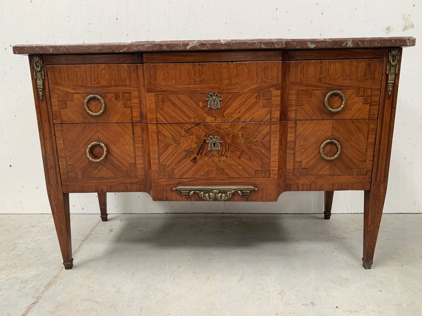 Louis XVI Chest Of Drawers In Wood Veneer Marquetry, 20th Century photo furniture