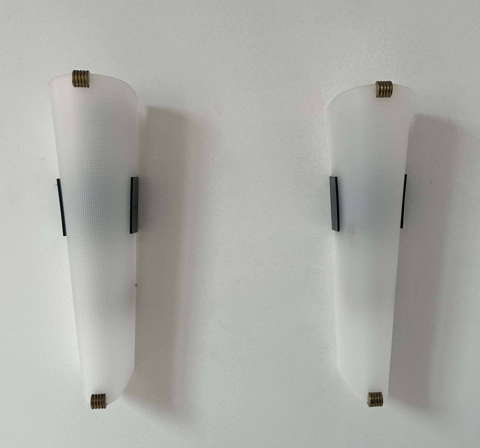 Pair Of Vintage Brass And Perspex Wall Lights, France 1960 photo vintage