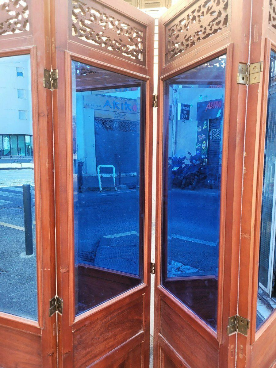 Large Carved Wooden Screen And Mirror, Asia, 20th Century photo Home Decor